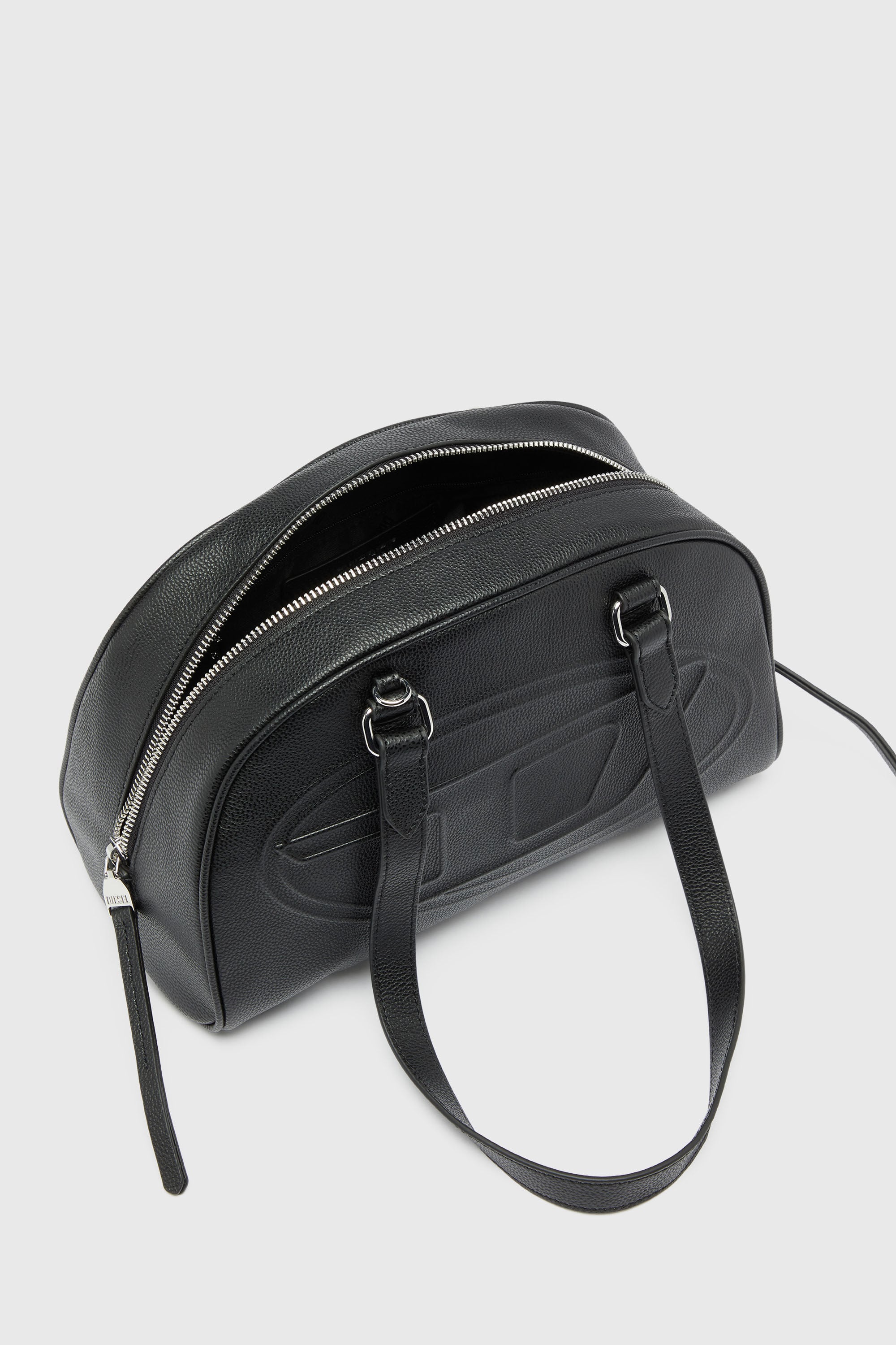 Women's 1DR Dome - Leather Boston bag with embossed logo | Black