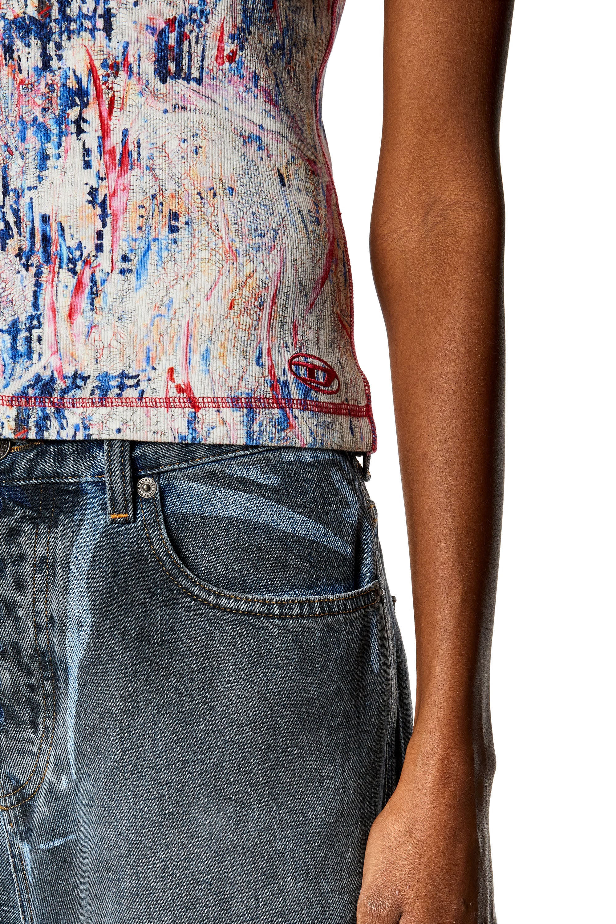 Women's Ribbed T-shirt with spray treatment | Multicolor | Diesel