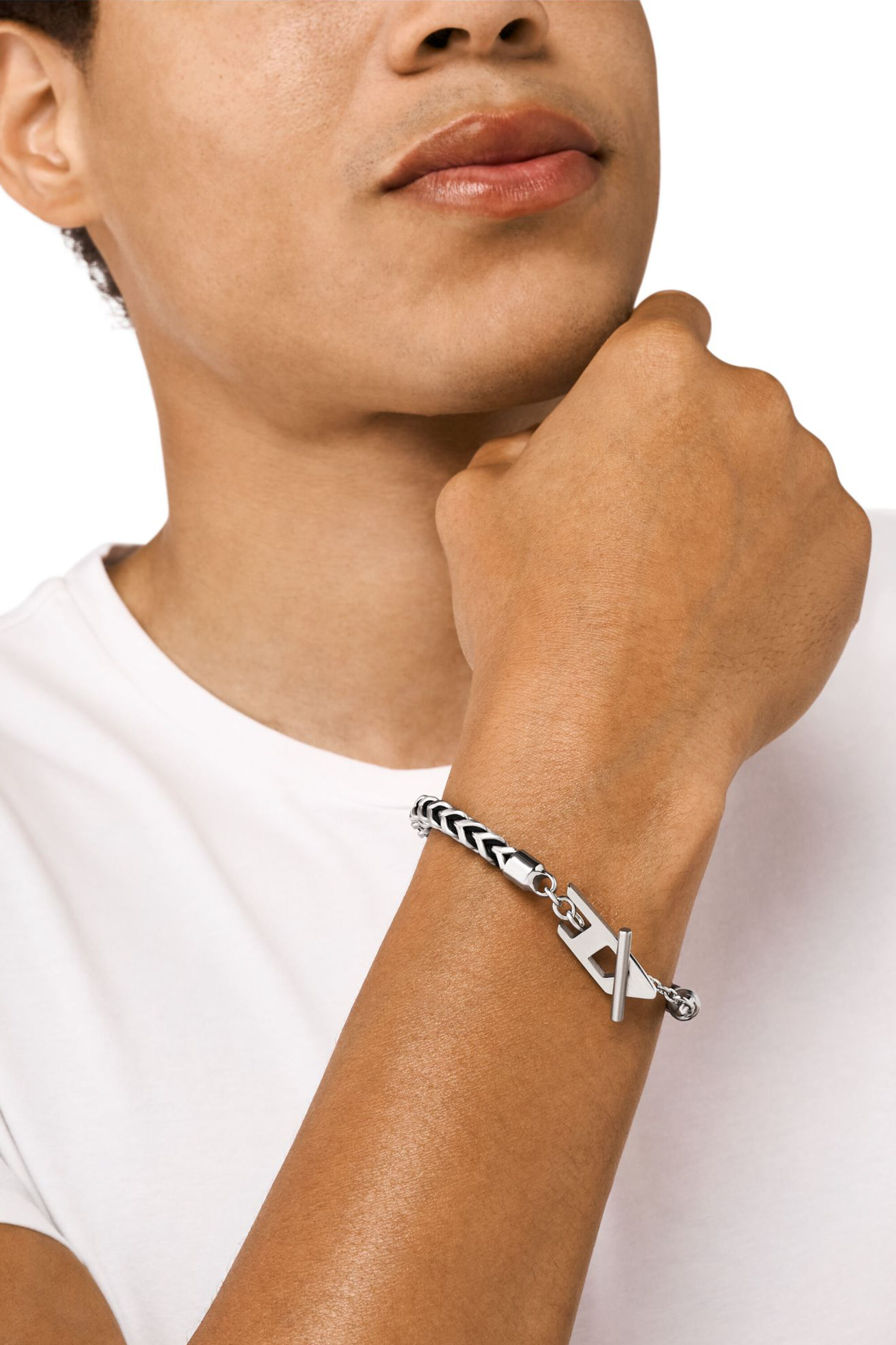 【DIESEL】Dx1540040 Women's Stainless Steel Woven Chain Bracelet | Silver | Diesel