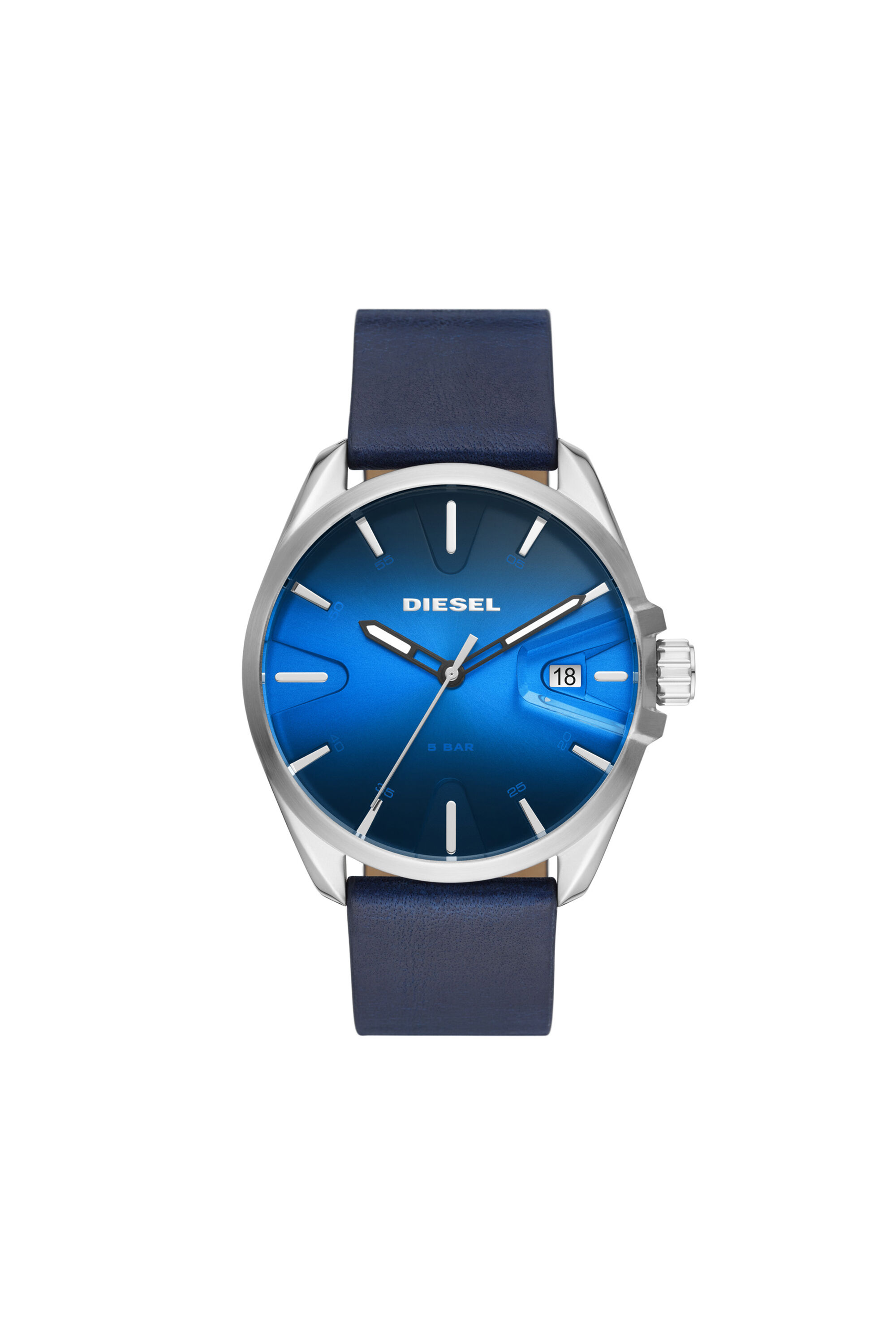 Diesel - DZ1991, Montre MS9 avec mouvement date à trois aiguilles en cuir bleu Mixte in Bleu - 1
