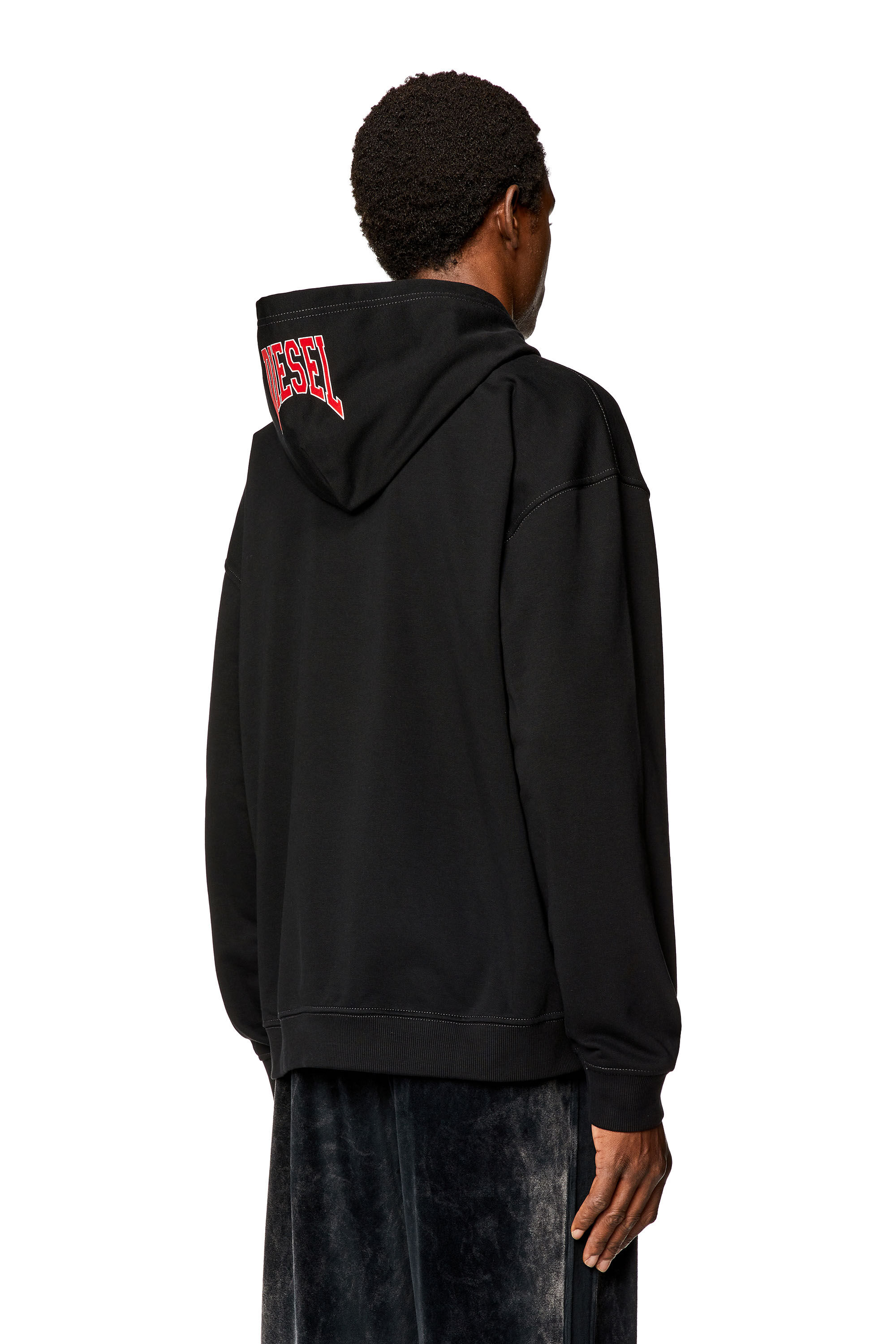 Diesel - S-BOXT-HOOD-N7, Sudadera con capucha y estampados de estilo universitario Hombre in Negro - 4