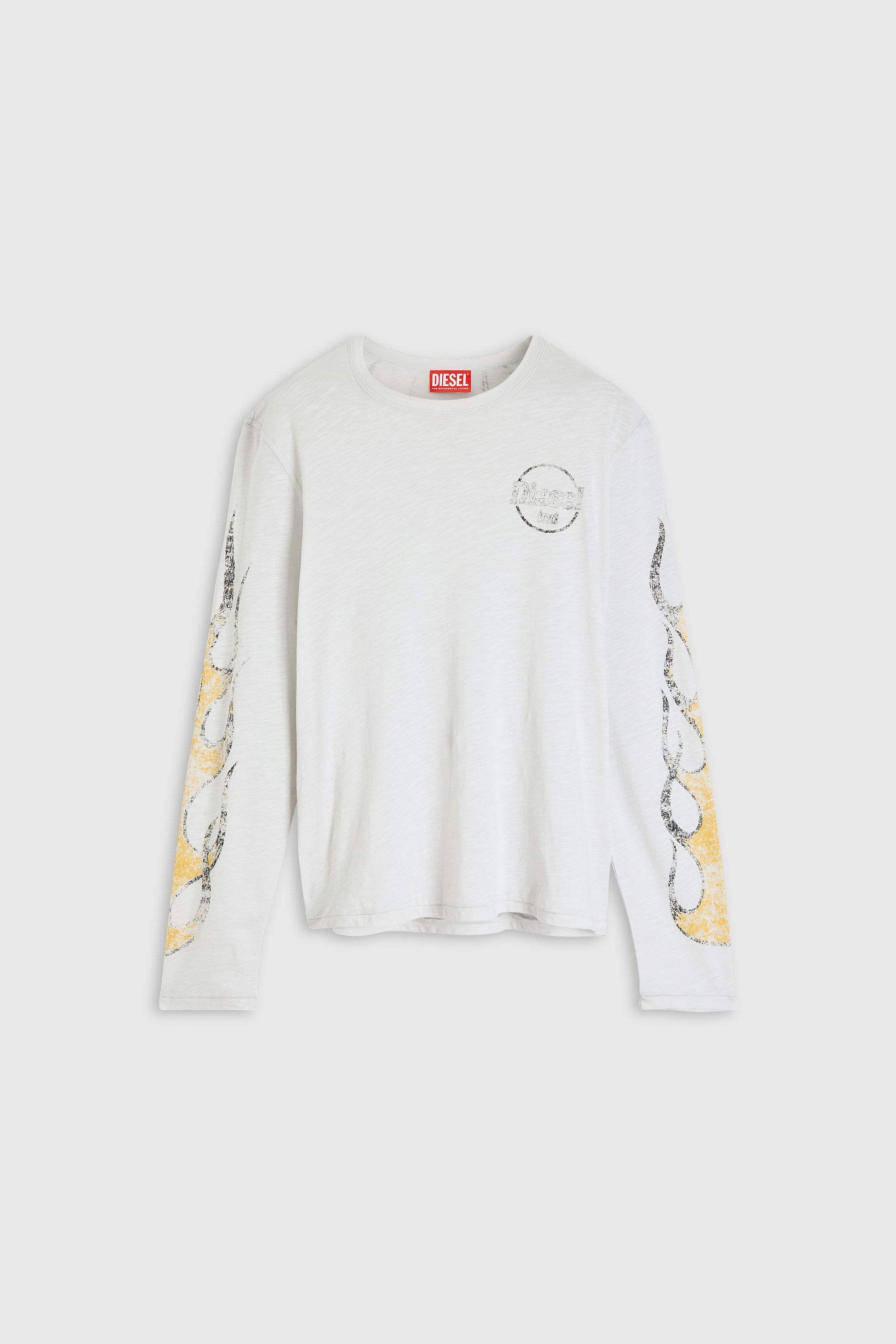 Diesel - T-NOTS-LS, Male's Long-sleeve T-shirt in slub jersey with crack print in White - 2