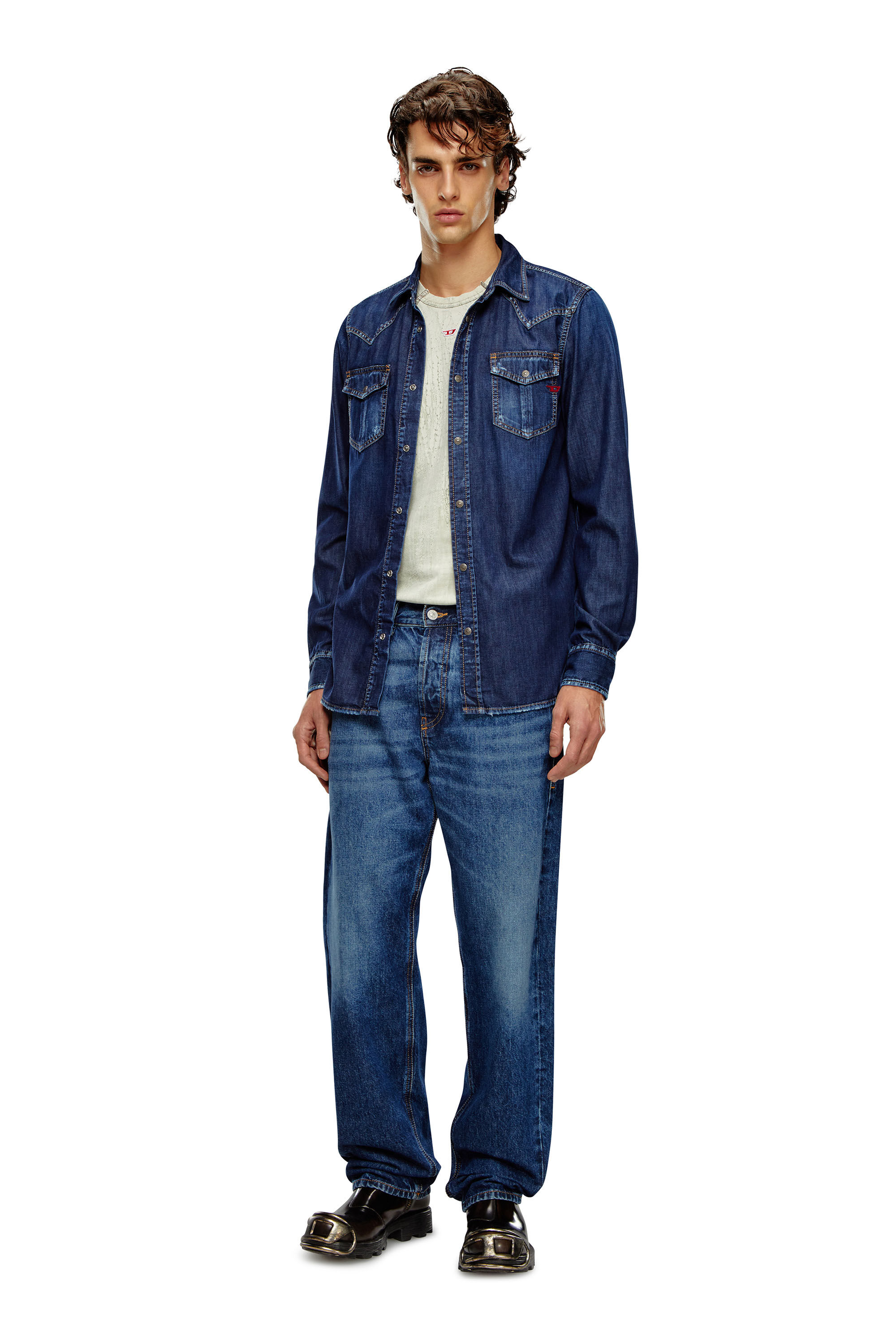 Diesel - D-VEGA, Surchemise en denim Homme in Bleu - 1