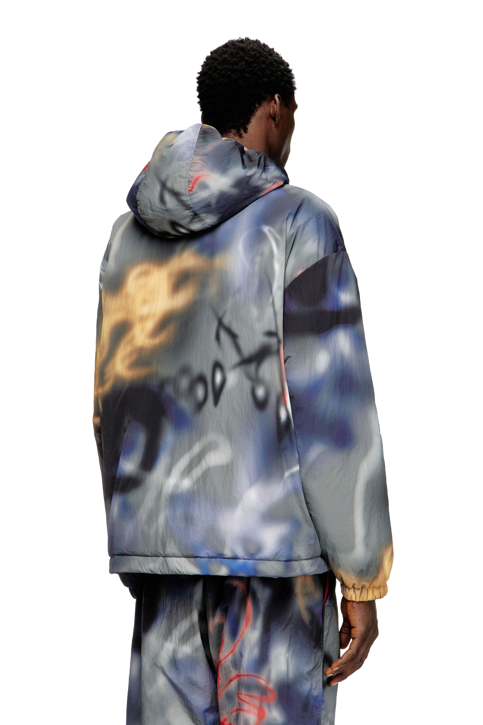 m*i様 DIESEL ファイヤー パーカー フーディ y2k DIESEL (ディーゼル) プリント フルジップ パーカー S-GINN-HOOD-ZIP