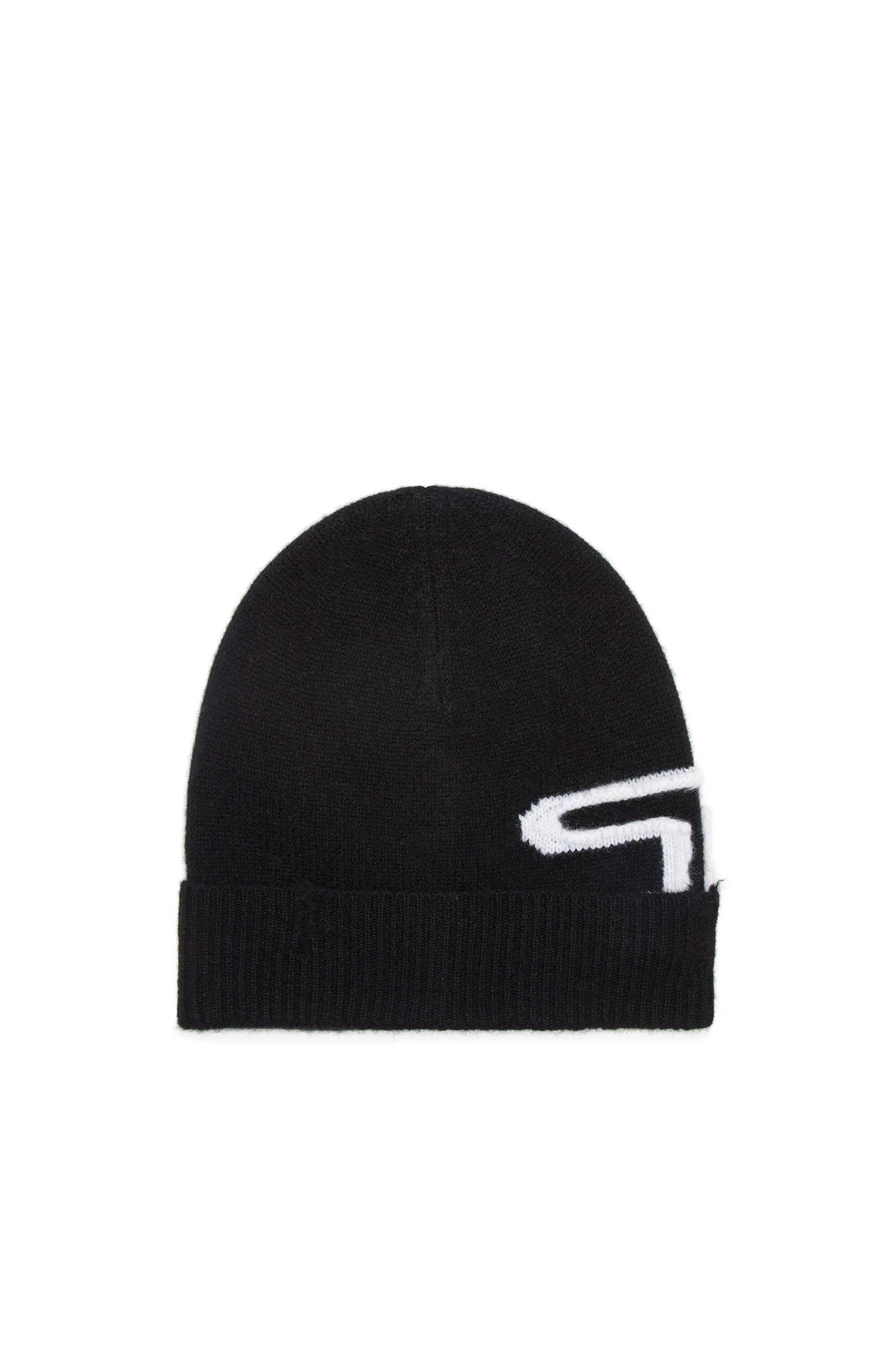 Diesel - K-PEEL, Unisex's Wool beanie with peel-off logo in Black - 1