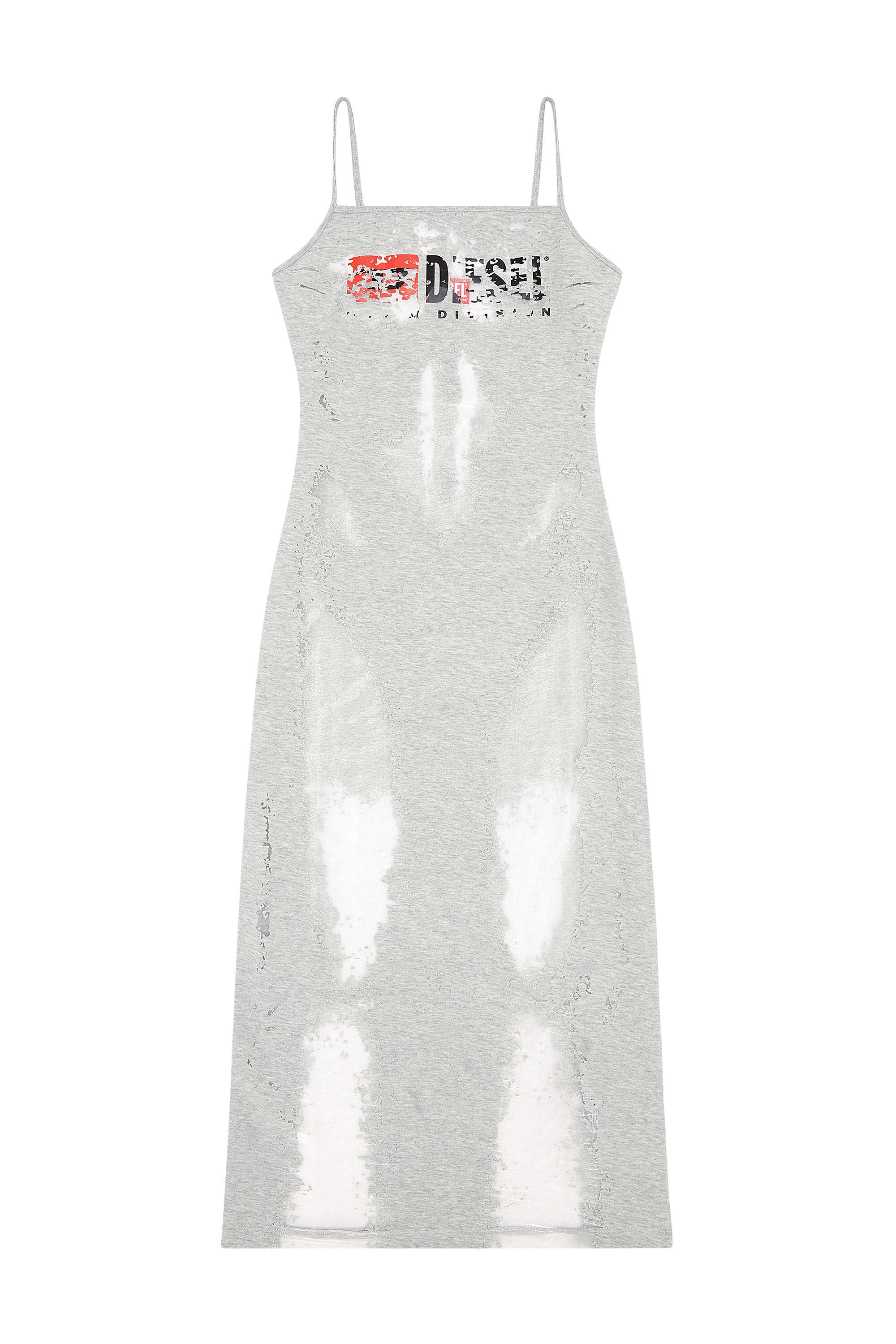 Diesel - D-HOPER-DEVO, Female's Jersey dress with see-through effect in Light Grey - 2