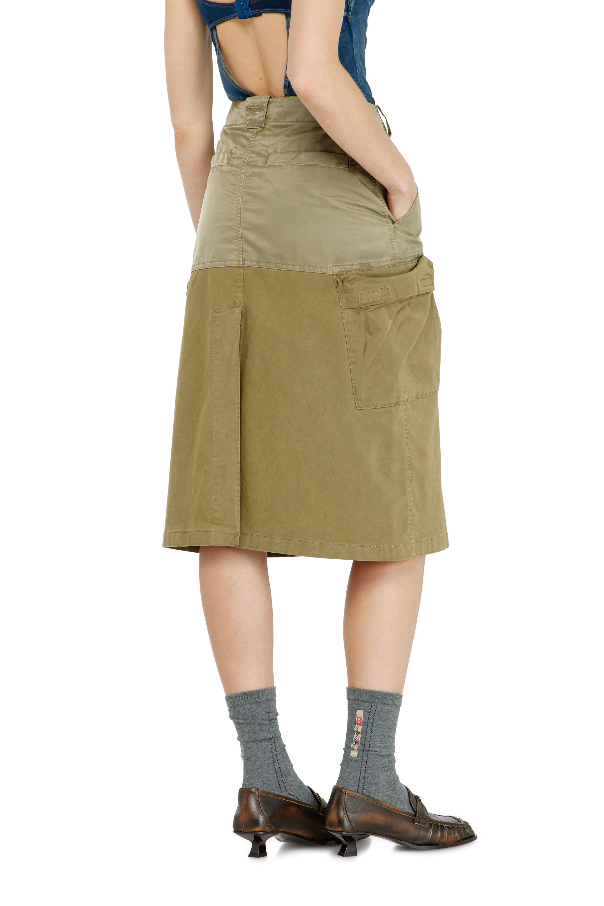 Diesel - O-DELE, Female's Cargo midi skirt in cotton and nylon in null - 4