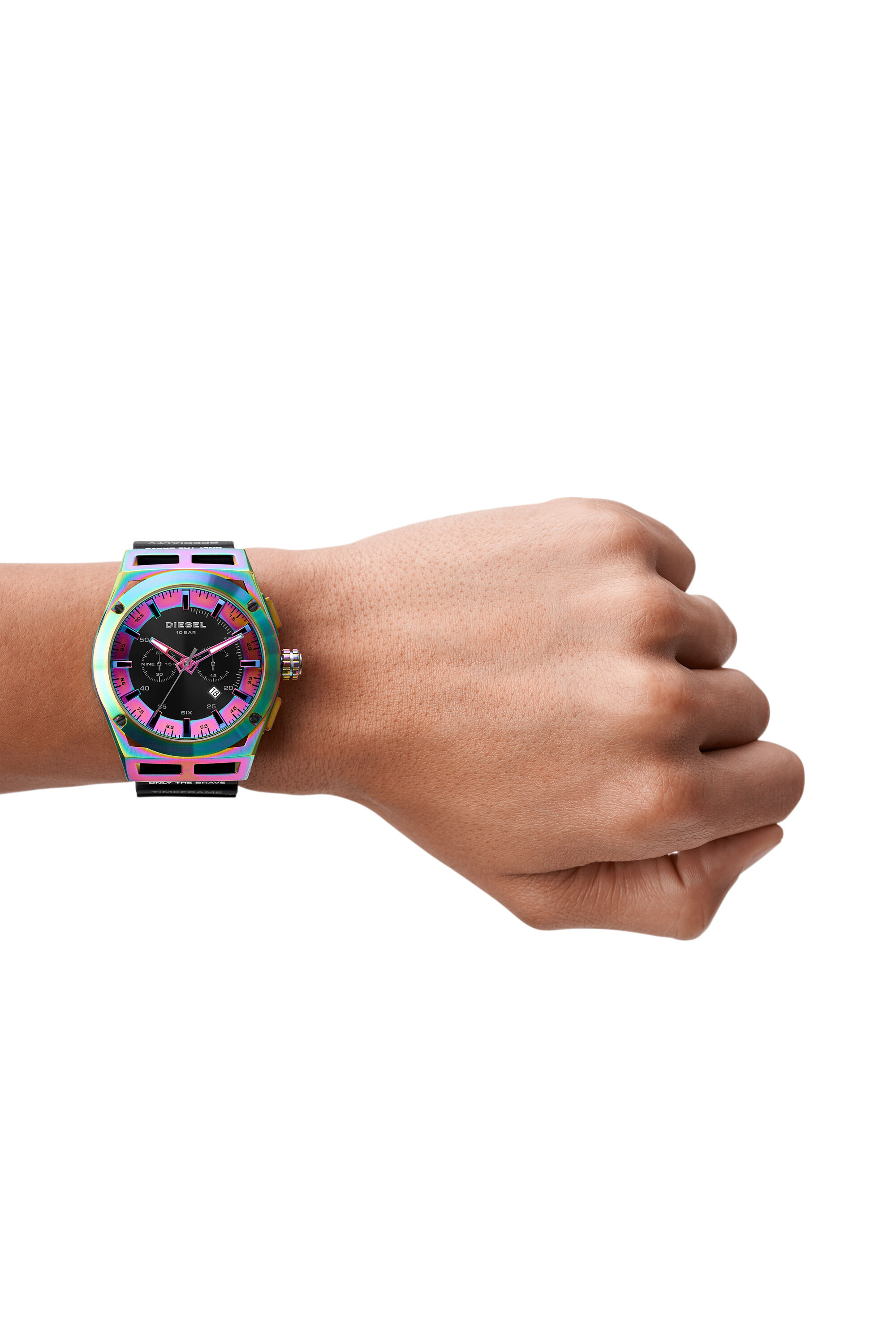 Diesel - DZ4547, Montre Timeframe chronographe en silicone noir Homme in Polychrome - 4