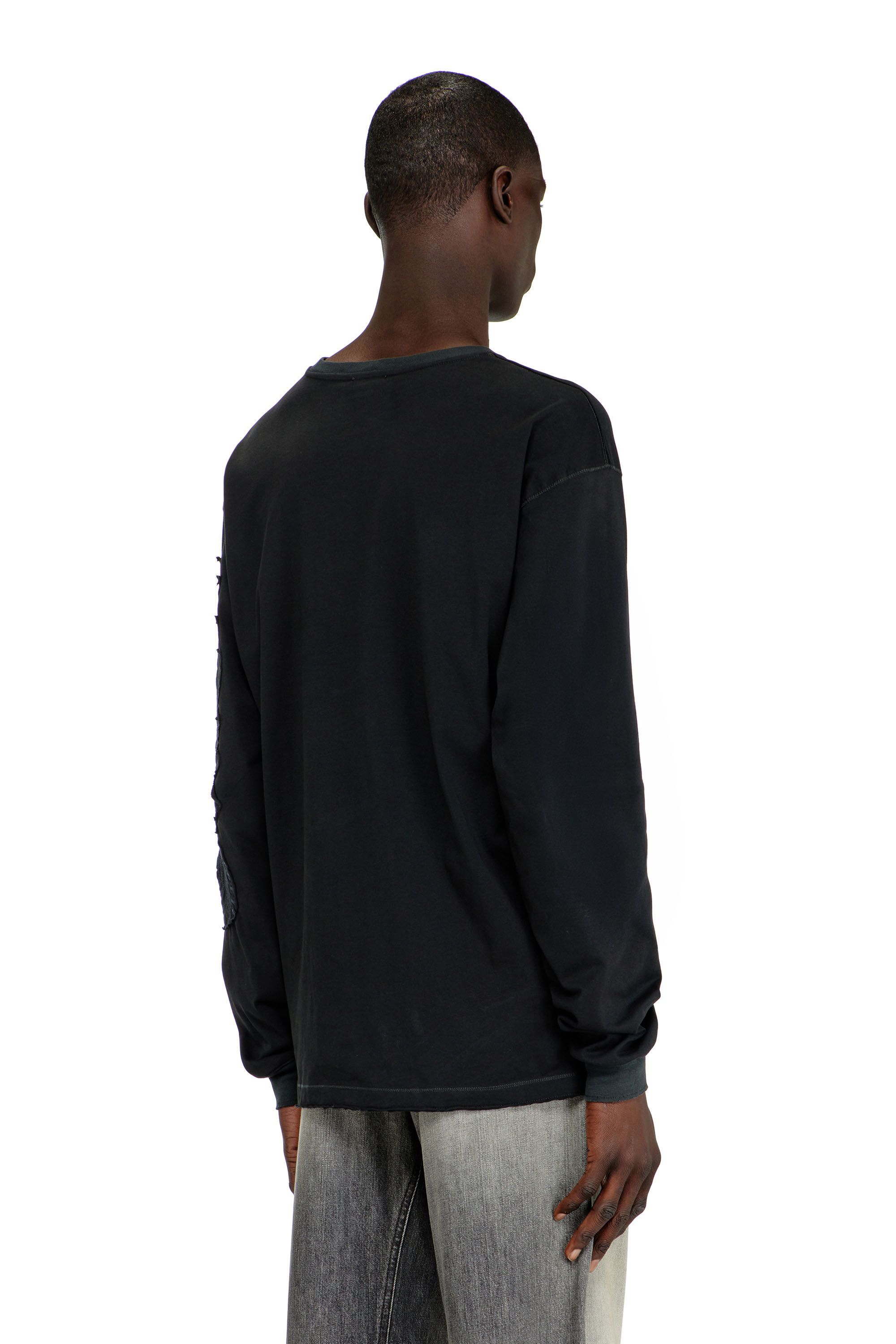 Diesel - T-NORM-LS-AA3, Male's Long-sleeve T-shirt with prints and patches in Black - 4