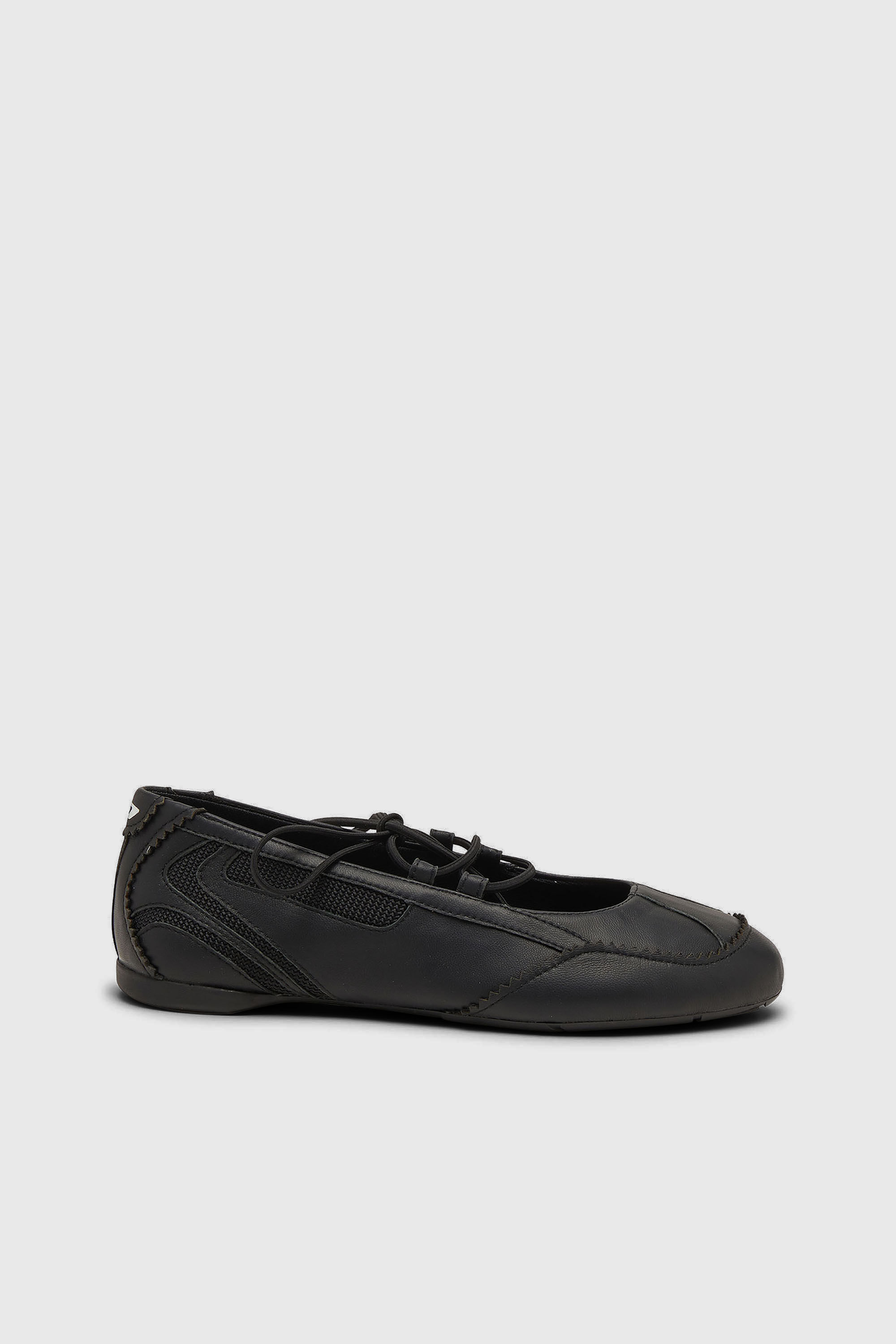 洗練　DIESEL D-MILE BALLERINA LACE UP W 23 Women's D-Mile - Lace-up ballerina flats in leather and mesh