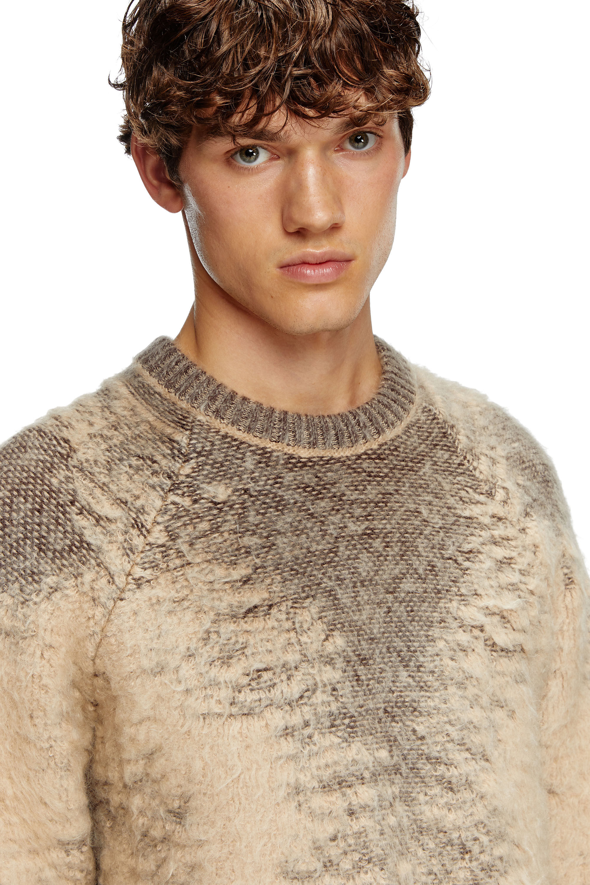 Diesel - K-PENNAC, Male's Mohair-blend jumper with sweat effects in Beige - 5