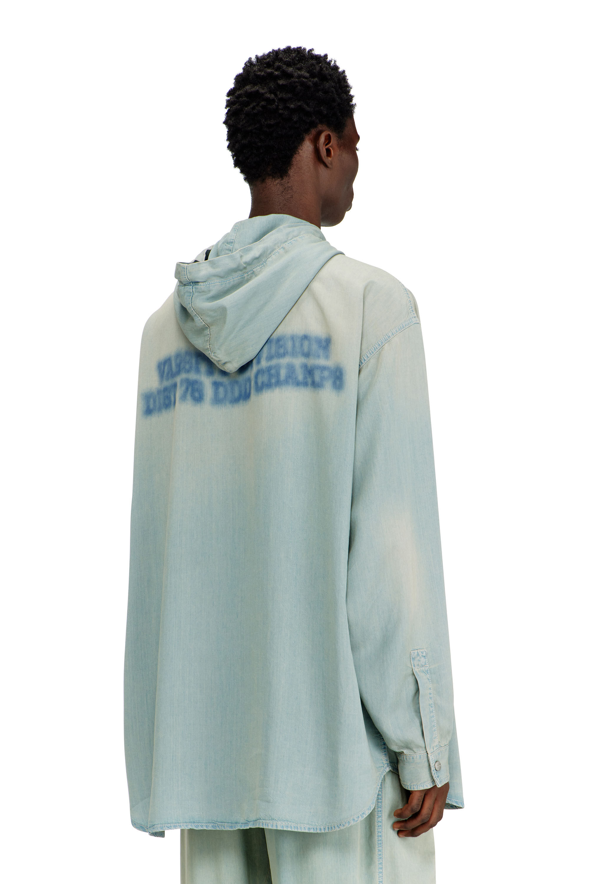 Men's Overshirt in fluid dirt-effect denim | Blue | Diesel