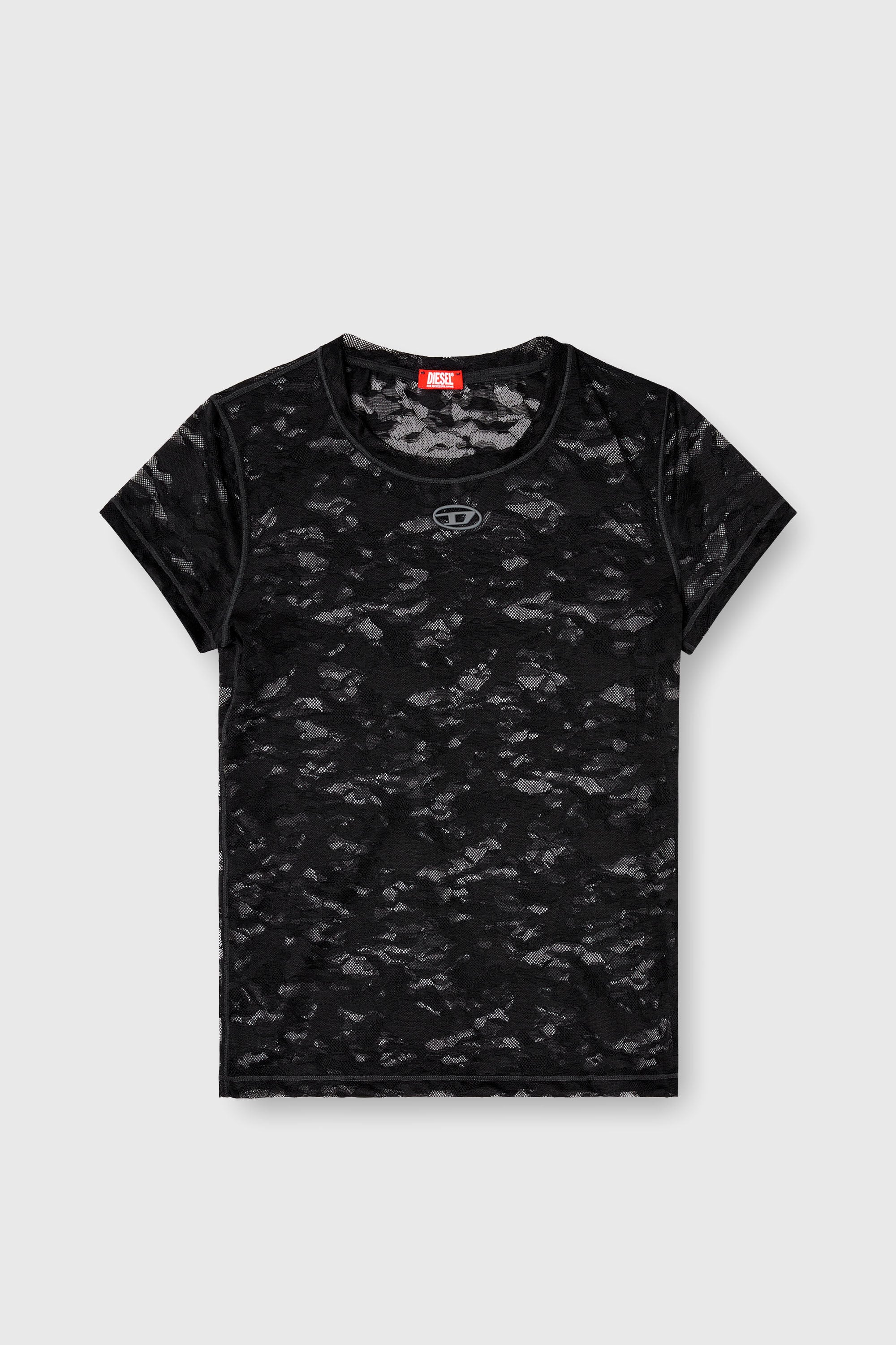 Diesel - KASIA-UTLT, Female's Camo lace T-shirt in Black - 6
