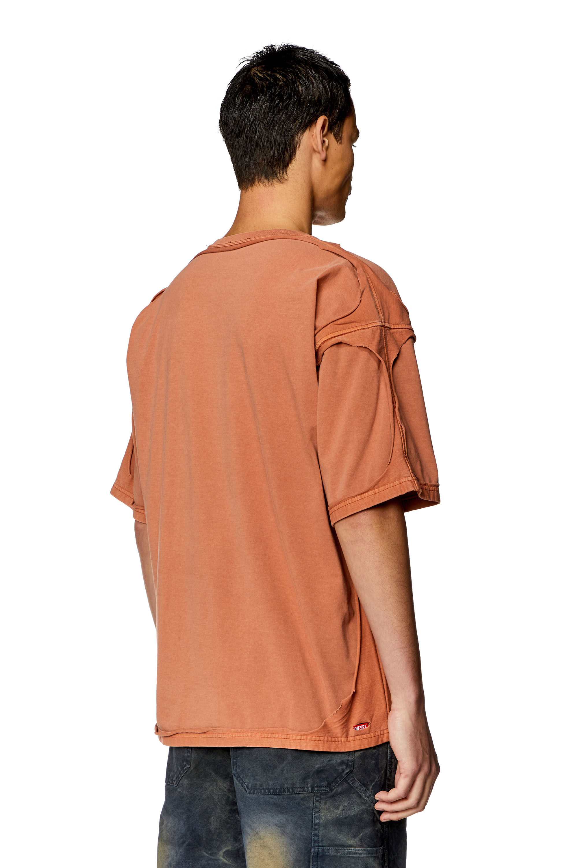 Diesel - T-BOXT-DBL, T-shirt avec effet peel-off destroy Homme in Orange - 4