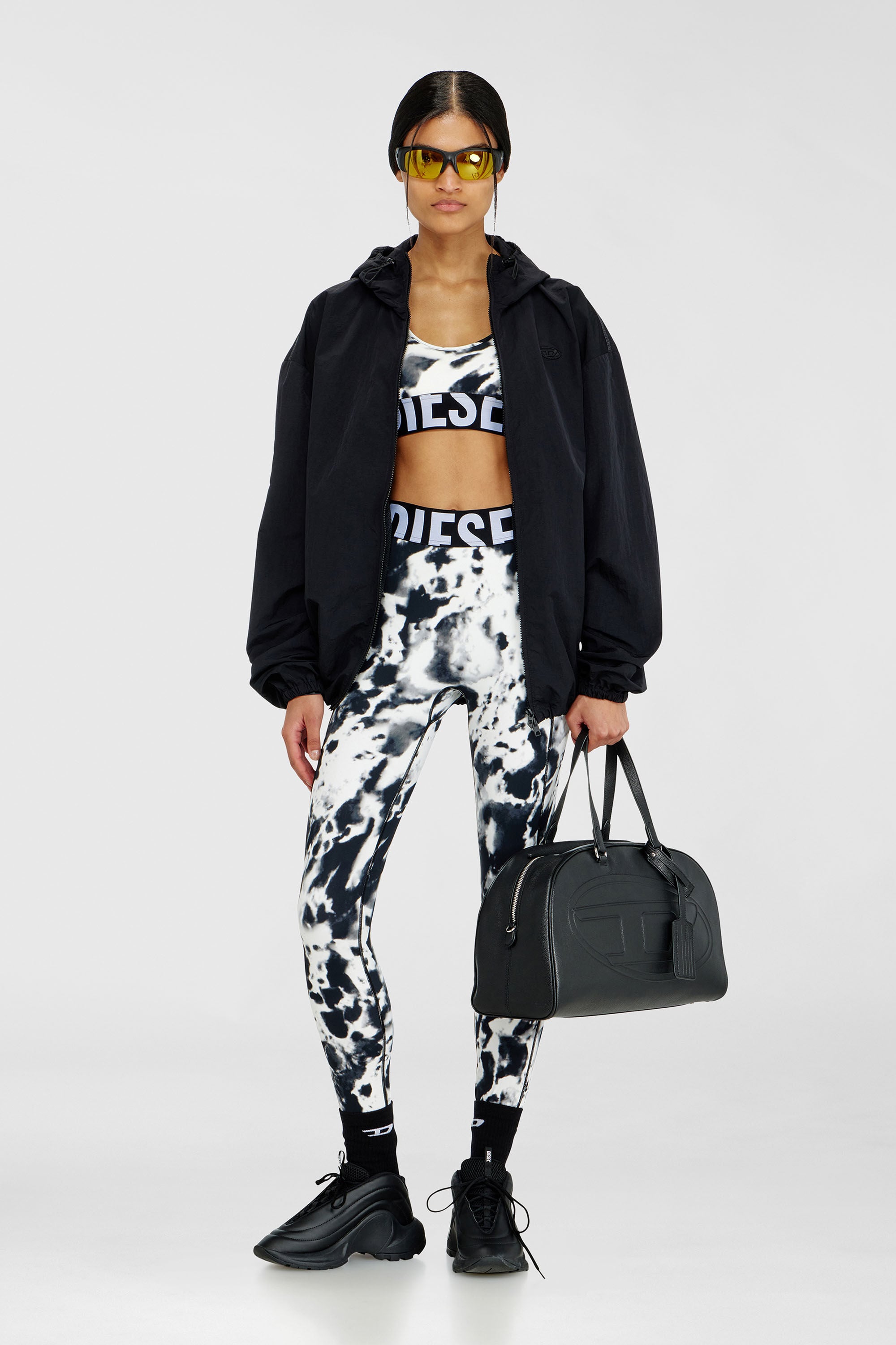 Diesel - ALLISON-D-POP, Woman's Sports bra in printed microfibre in White/Black - 6