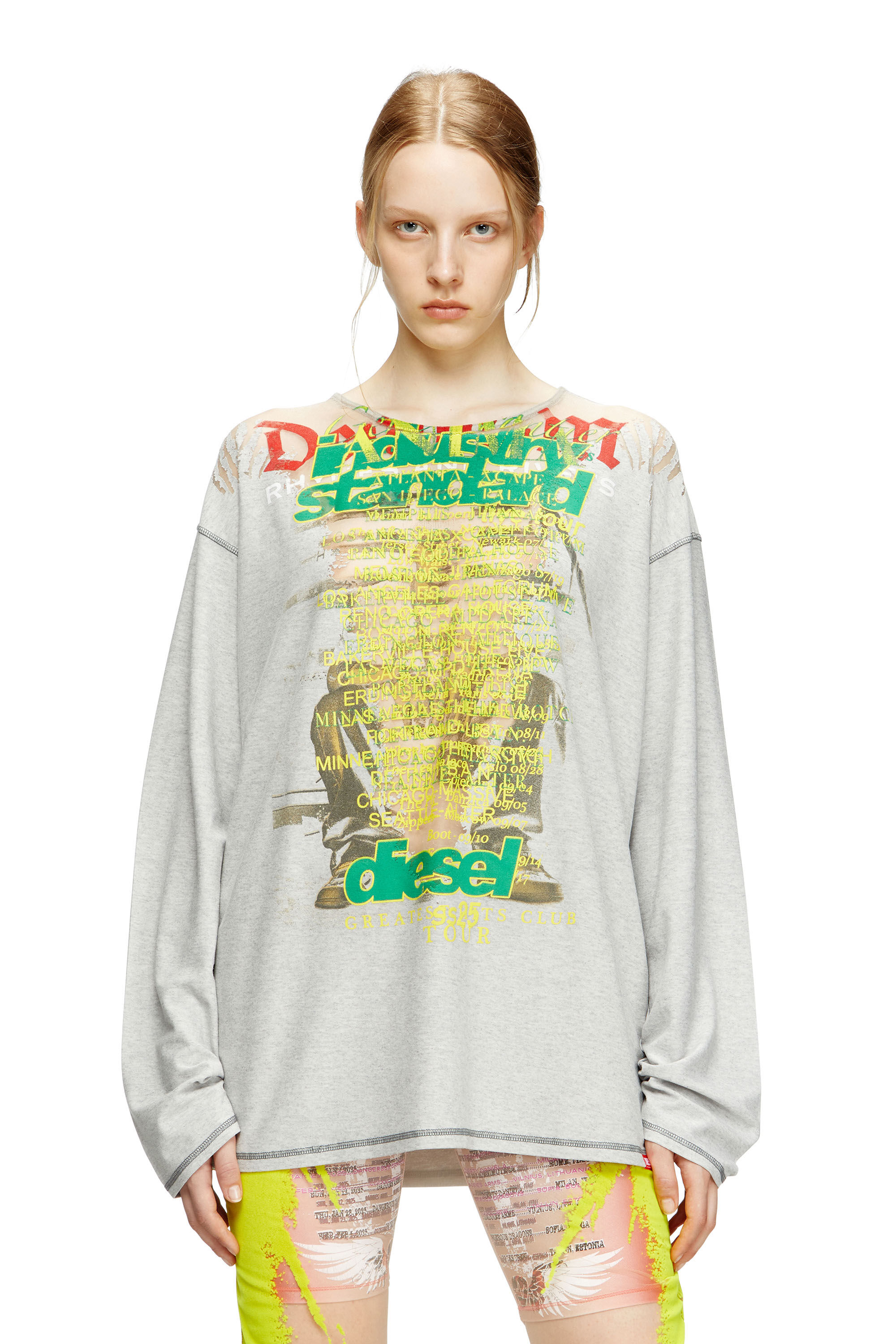 Women's Long-sleeve T-shirt with lyrics print | Grey | Diesel