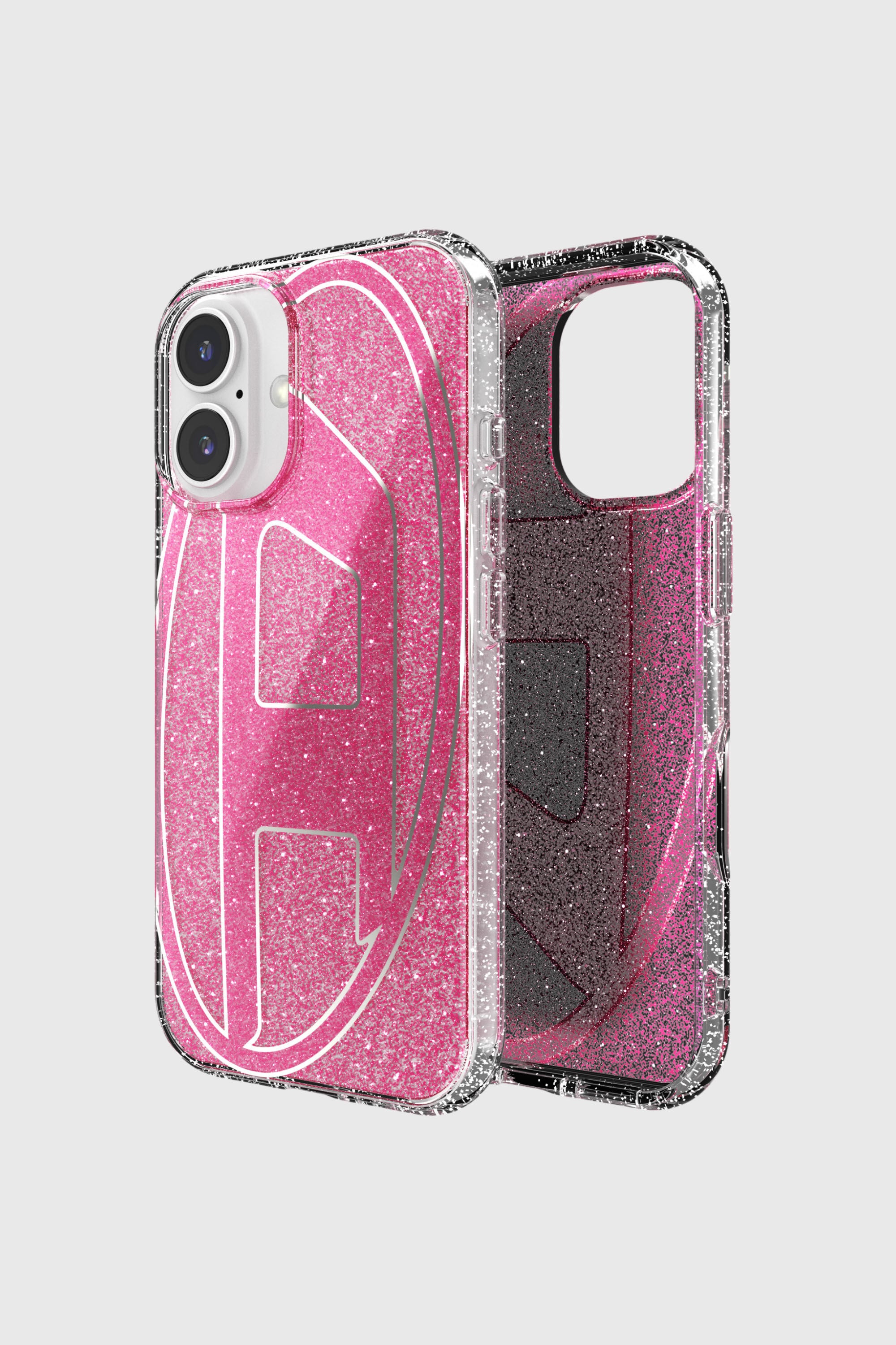 Diesel - 60155 AOP CASE, Unisex's Oval D Glitter Case for iP 16 in Pink - 1