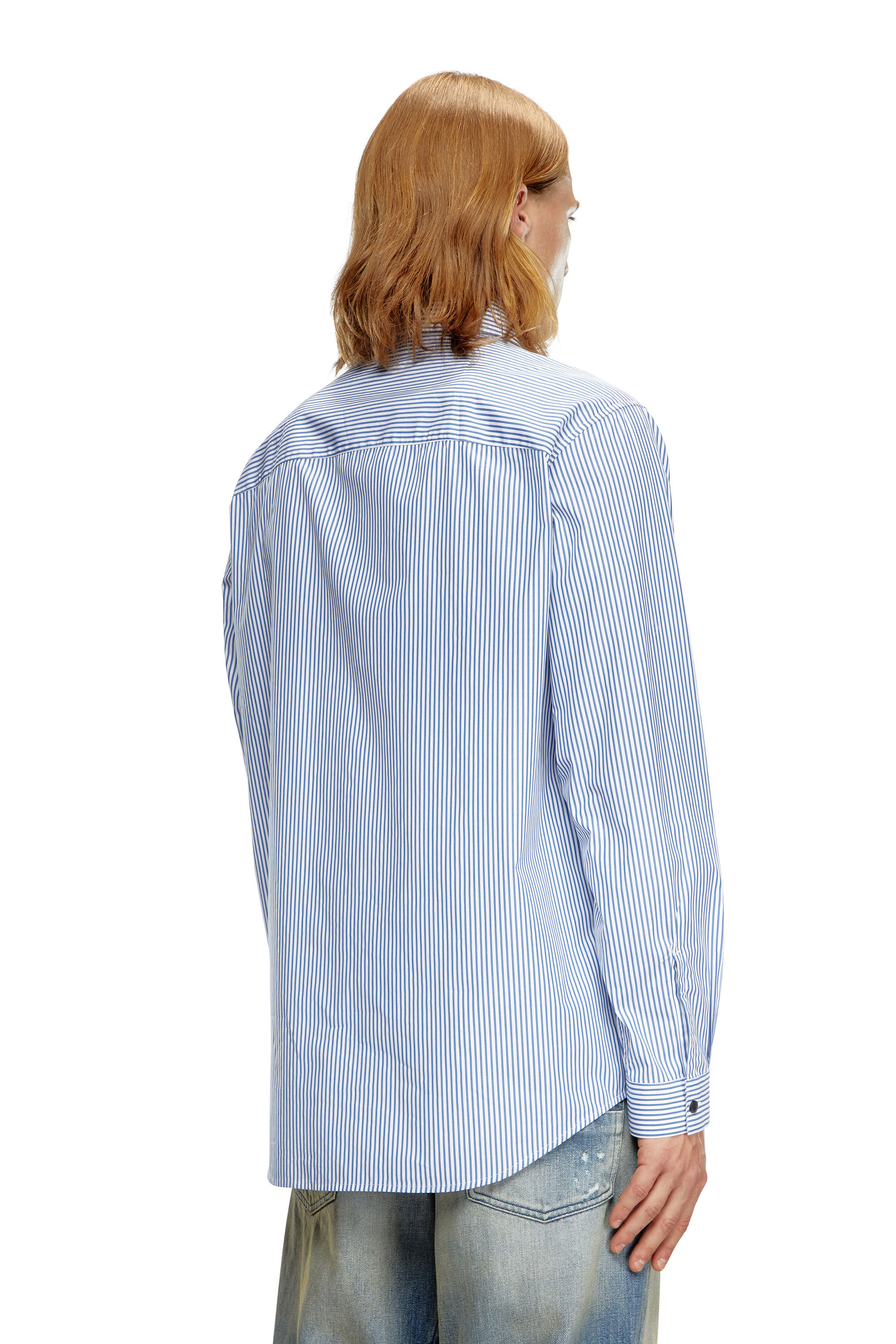 Diesel - S-SIMPLY-E, Man's Striped shirt with Oval D embroidery in Blue - 4