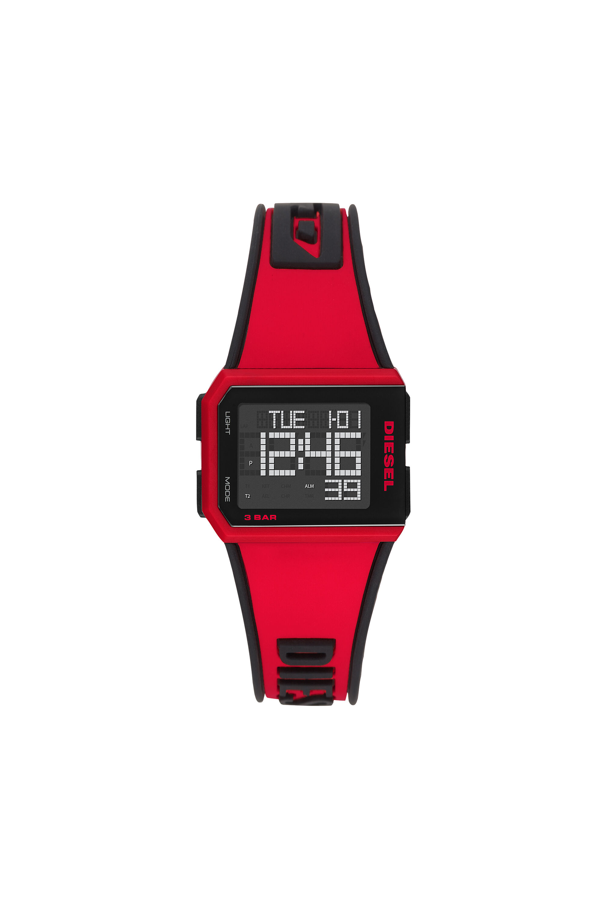 Diesel - DZ1923, Montre Chopped numérique en silicone rouge Mixte in Rouge - 1