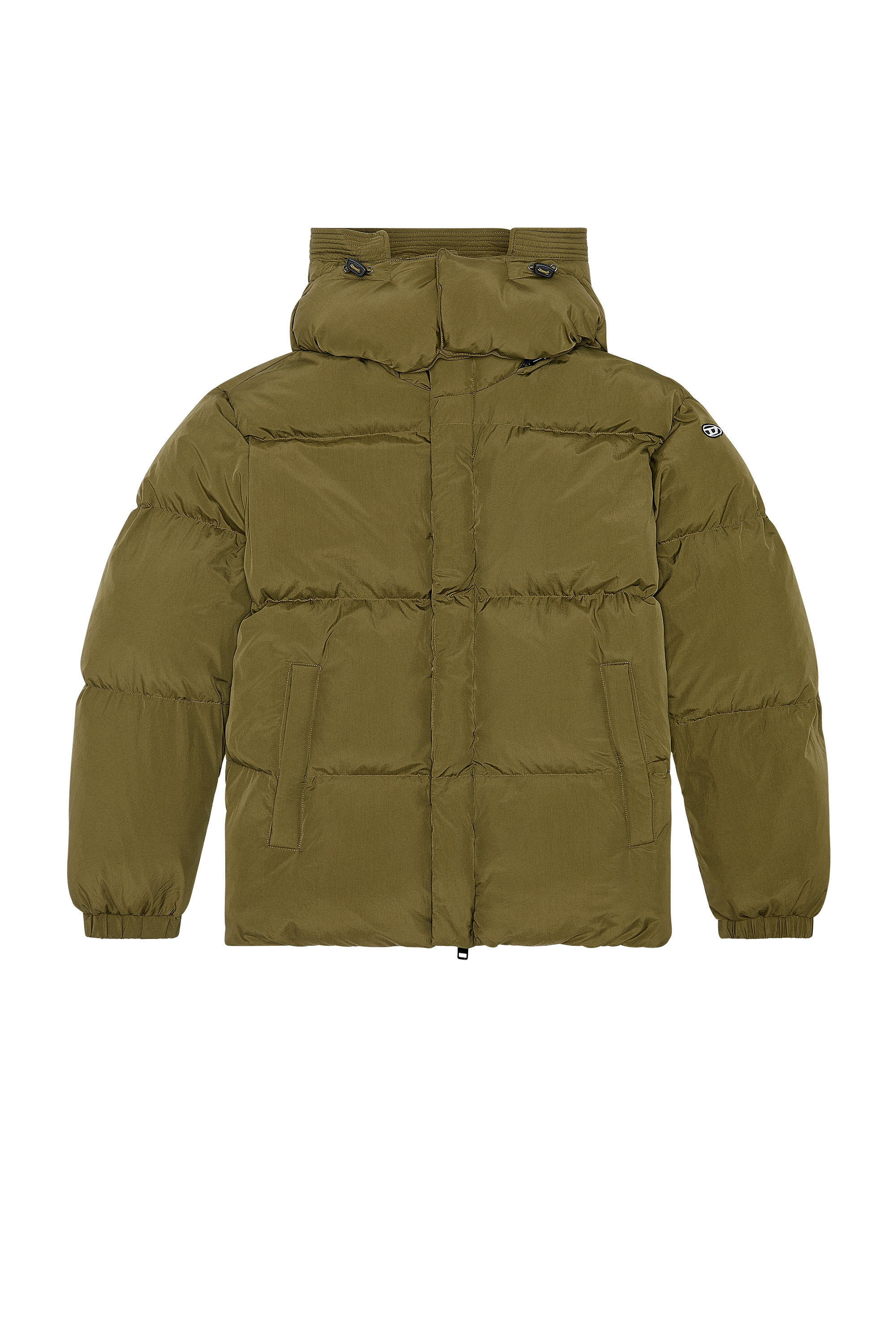 Diesel - W-ROLFYS-FD, Male's Puffer jacket with detachable hood in Military Green - 2