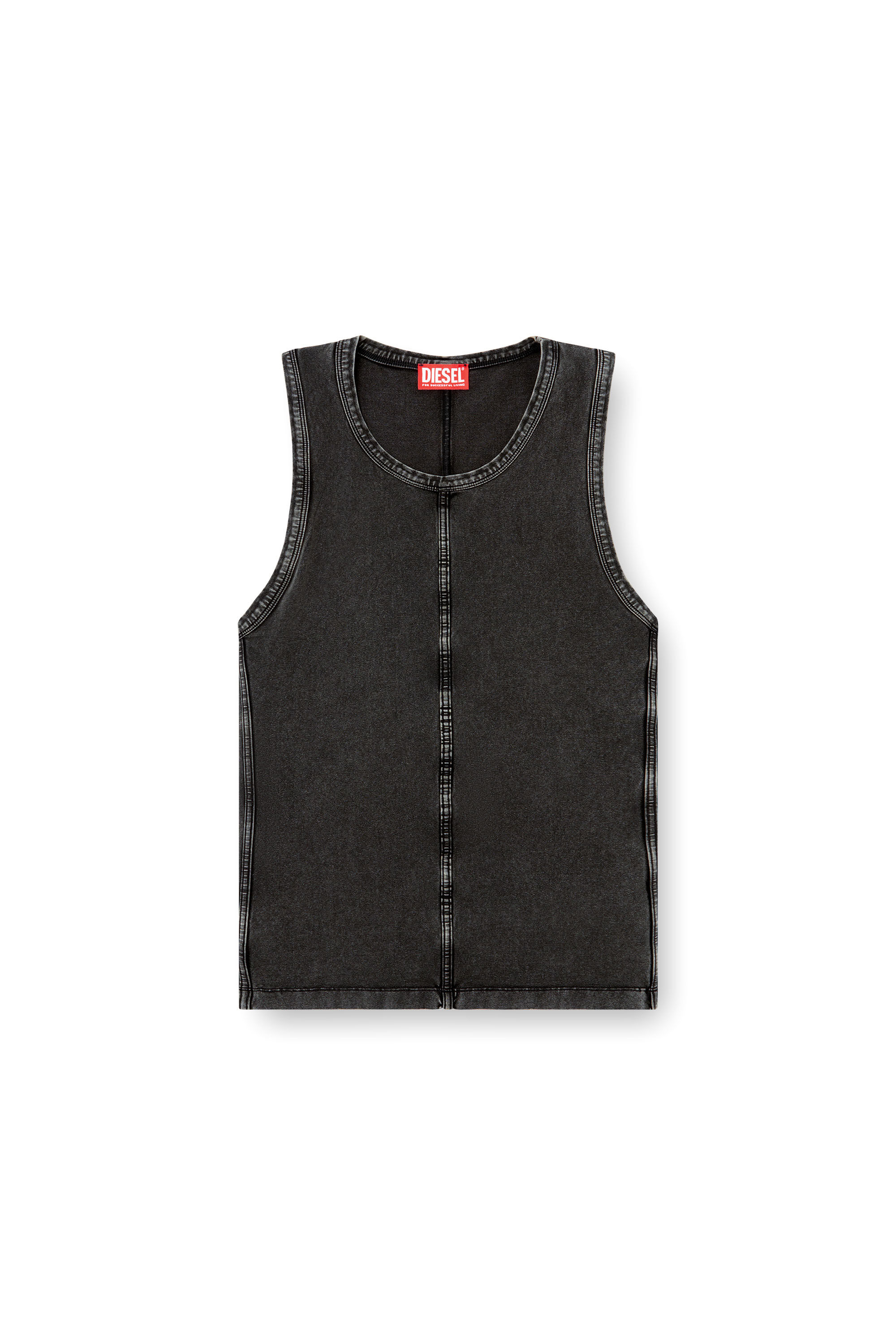 Diesel - T-MELY-SL, Male's Tank top in denim-look jersey in Black - 2