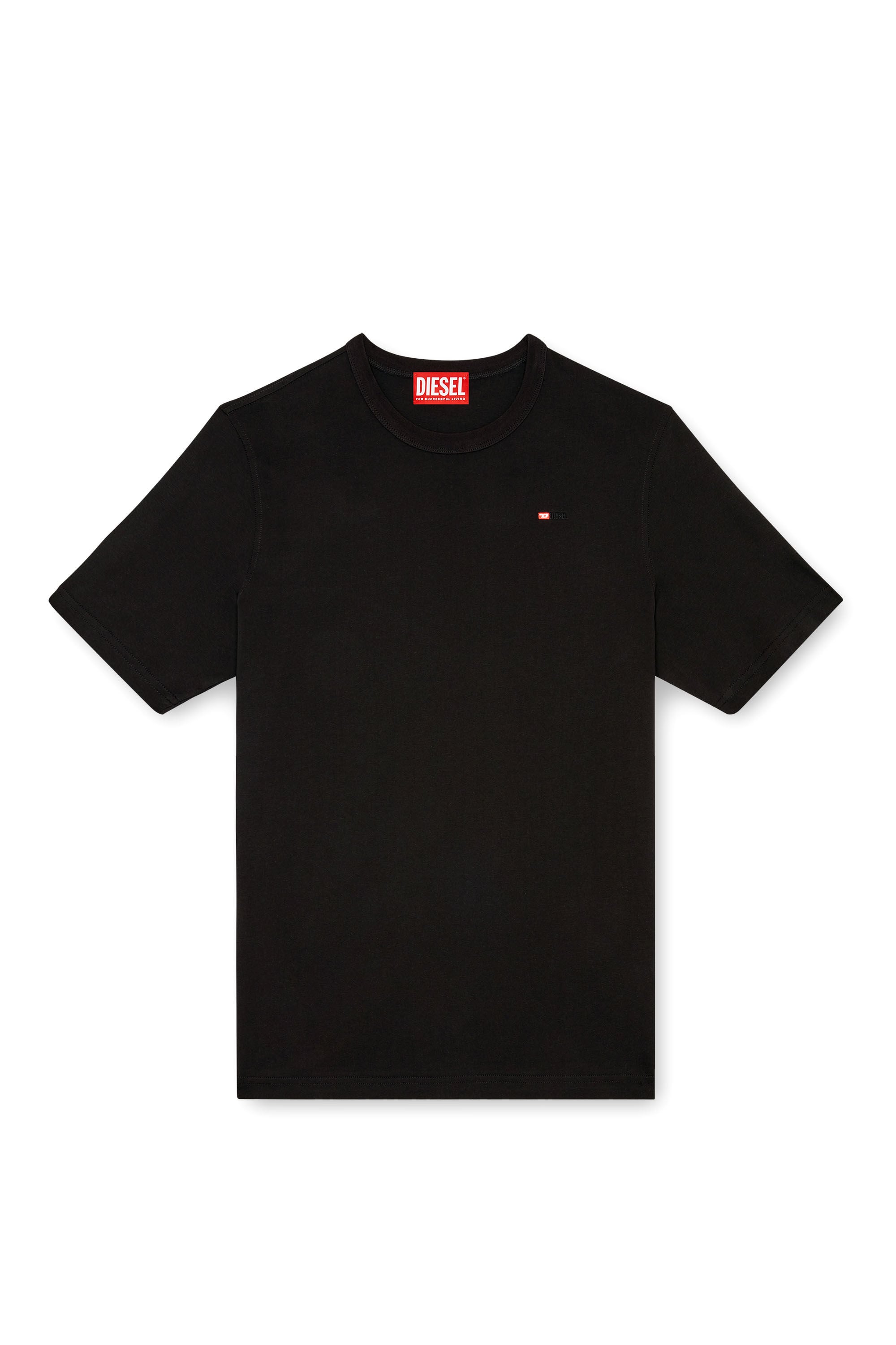 Diesel - T-ADJUST-MICRODIV, Unisex's T-shirt with micro-embroidered logo in Black - 2