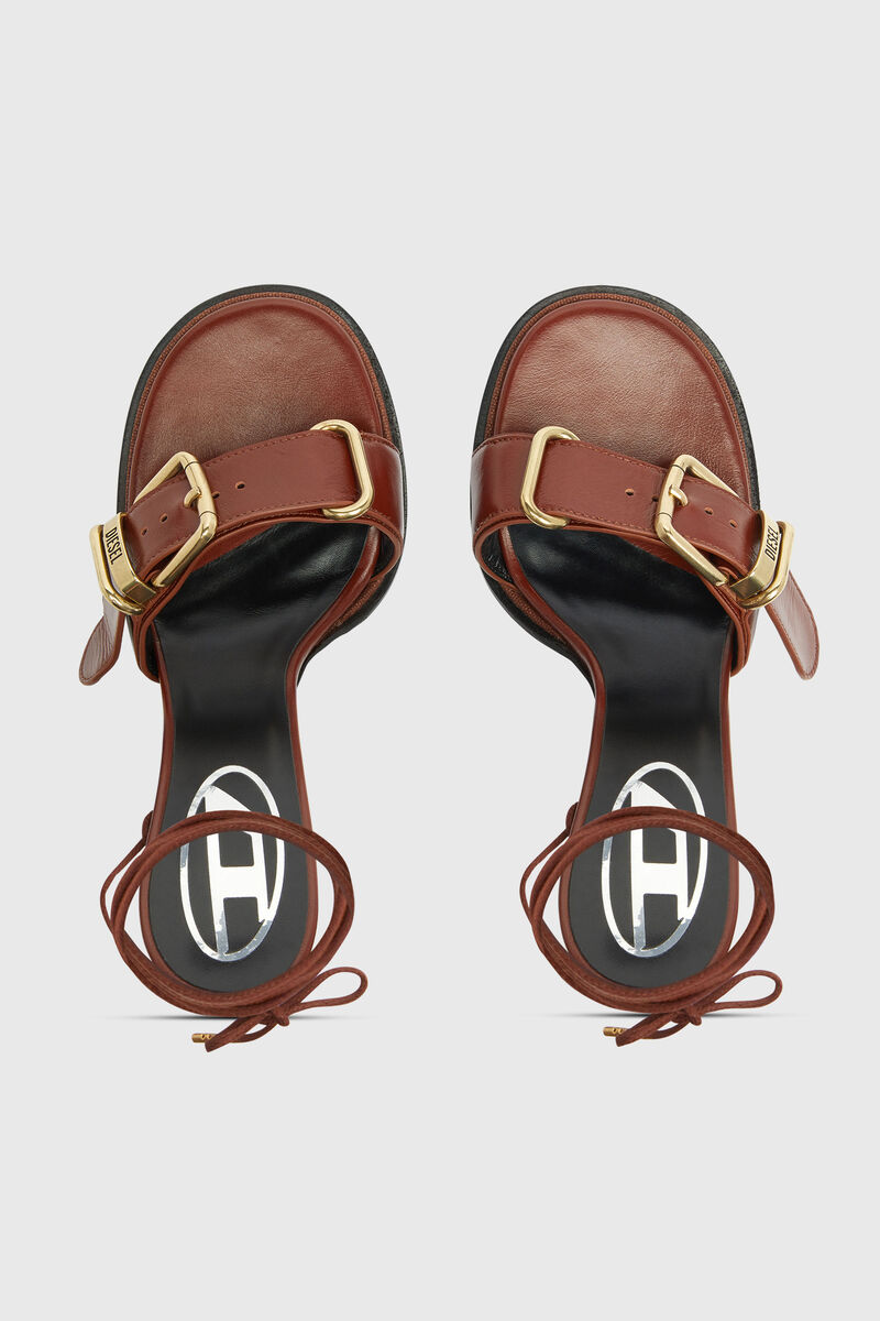 D-Cocco-Ankle-wrap sandals in leather