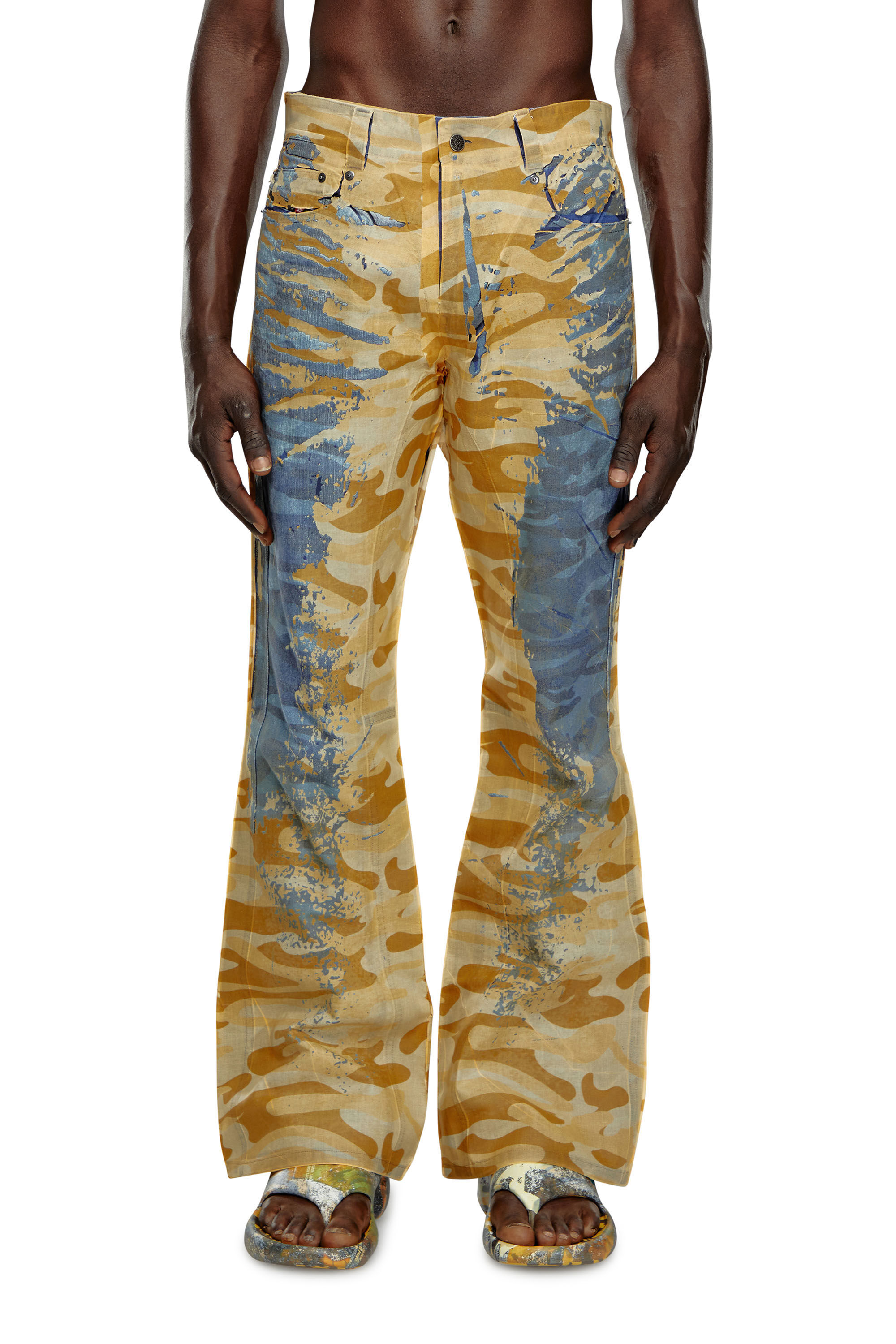Diesel - P-FRO-DEV, Male's Camo pants with peel-off muslin in Blue/Brown - 3