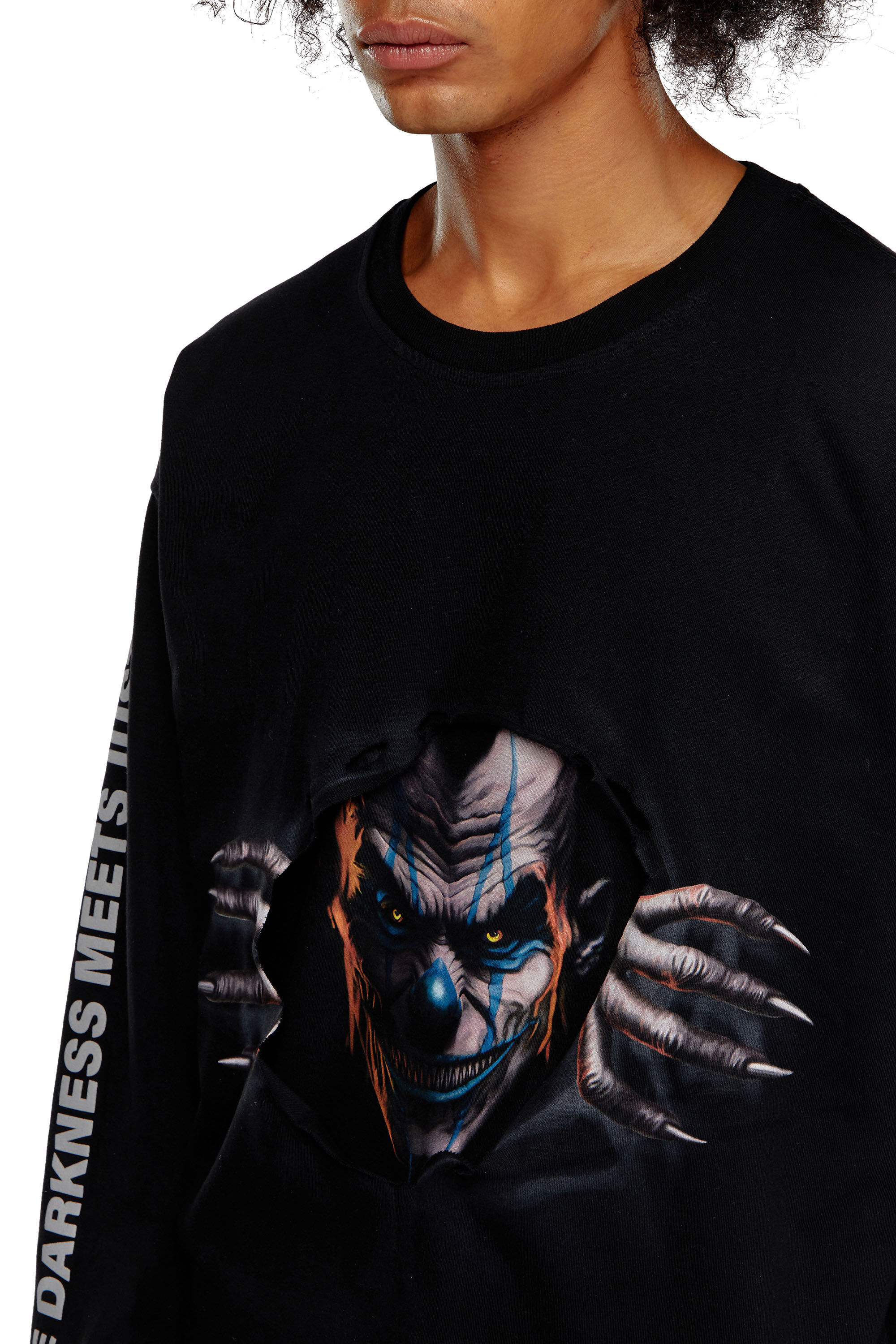Men's Long-sleeve T-shirt with poster print | Black | Diesel