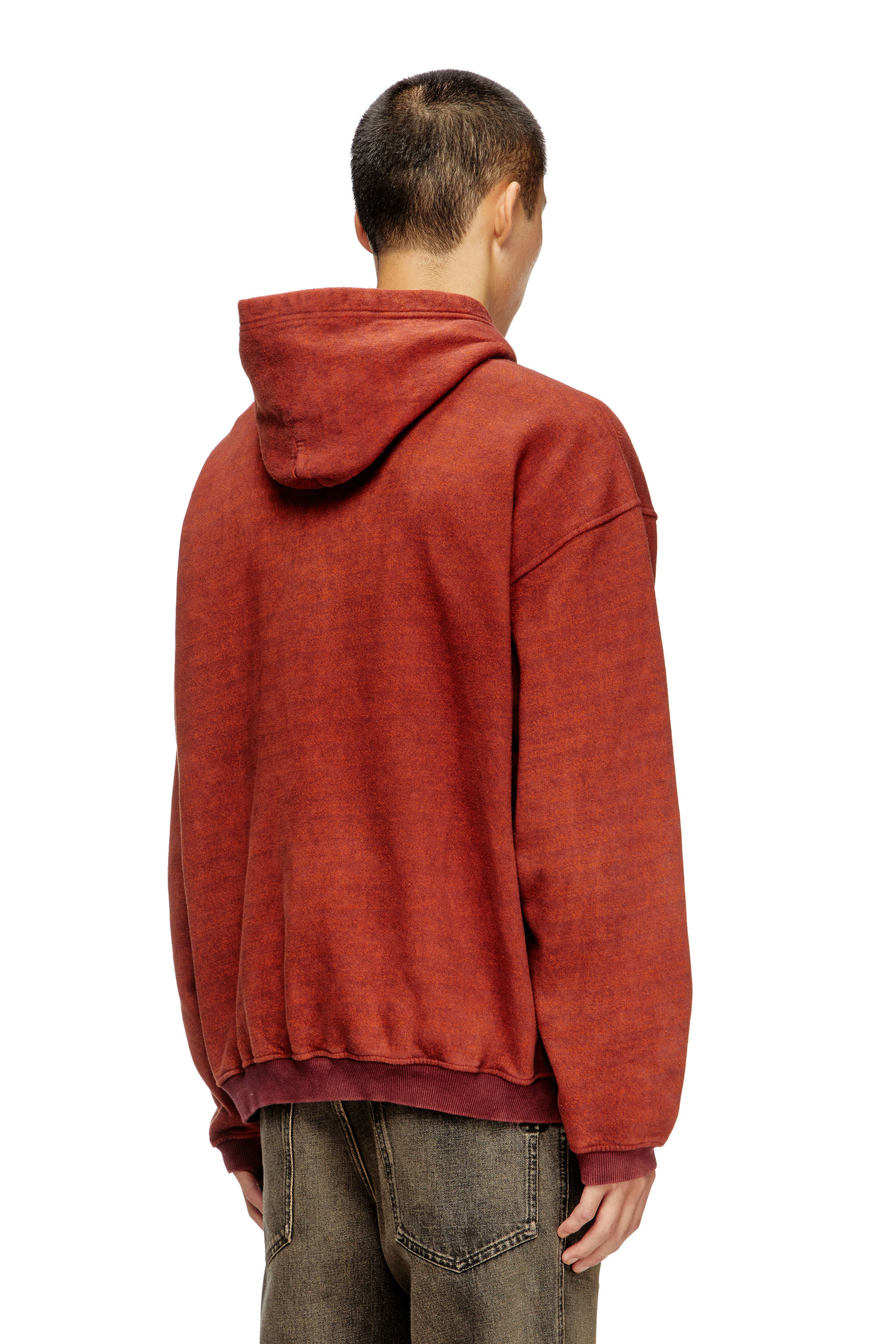 Diesel - S-KAI, Male's Cotton hoodie with kangaroo pocket in Brown - 4