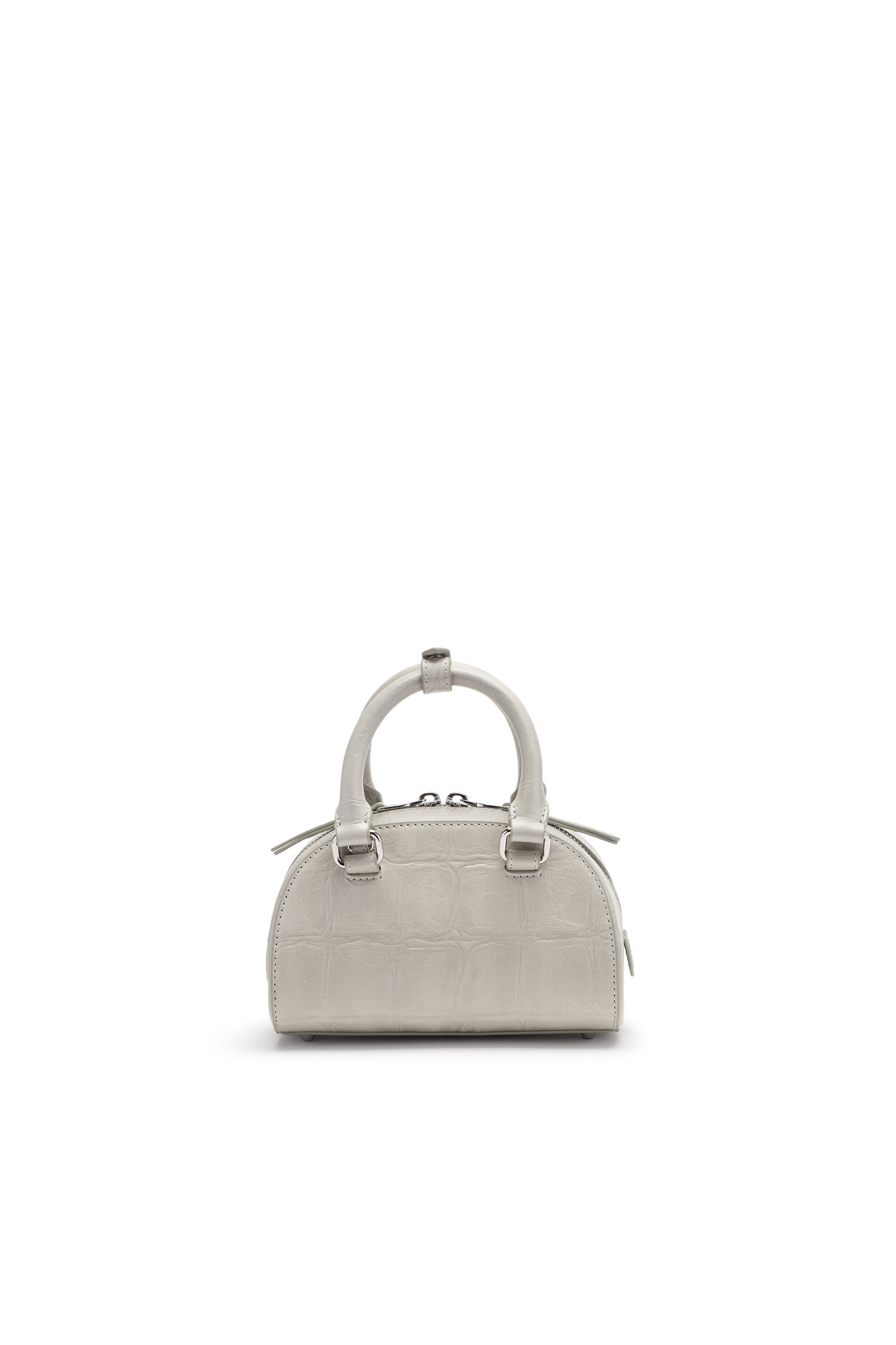 Diesel - 1DR DOME CROSSBODY, 1DR Dome-Mini sac bowling en cuir effet croco Femme in Gris - 2