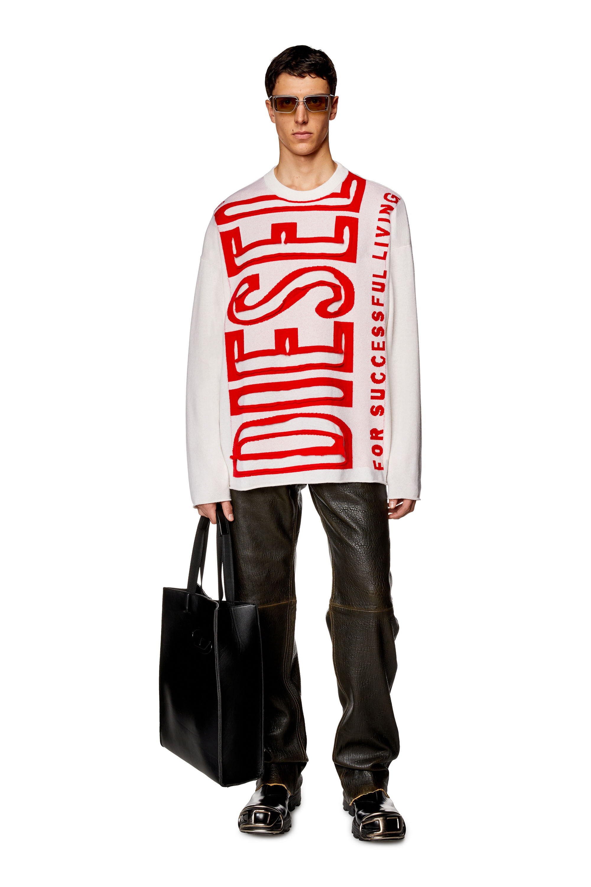 Diesel - K-FLOYD, Pull en laine avec Super Logo effet peel-off Homme in Polychrome - 1