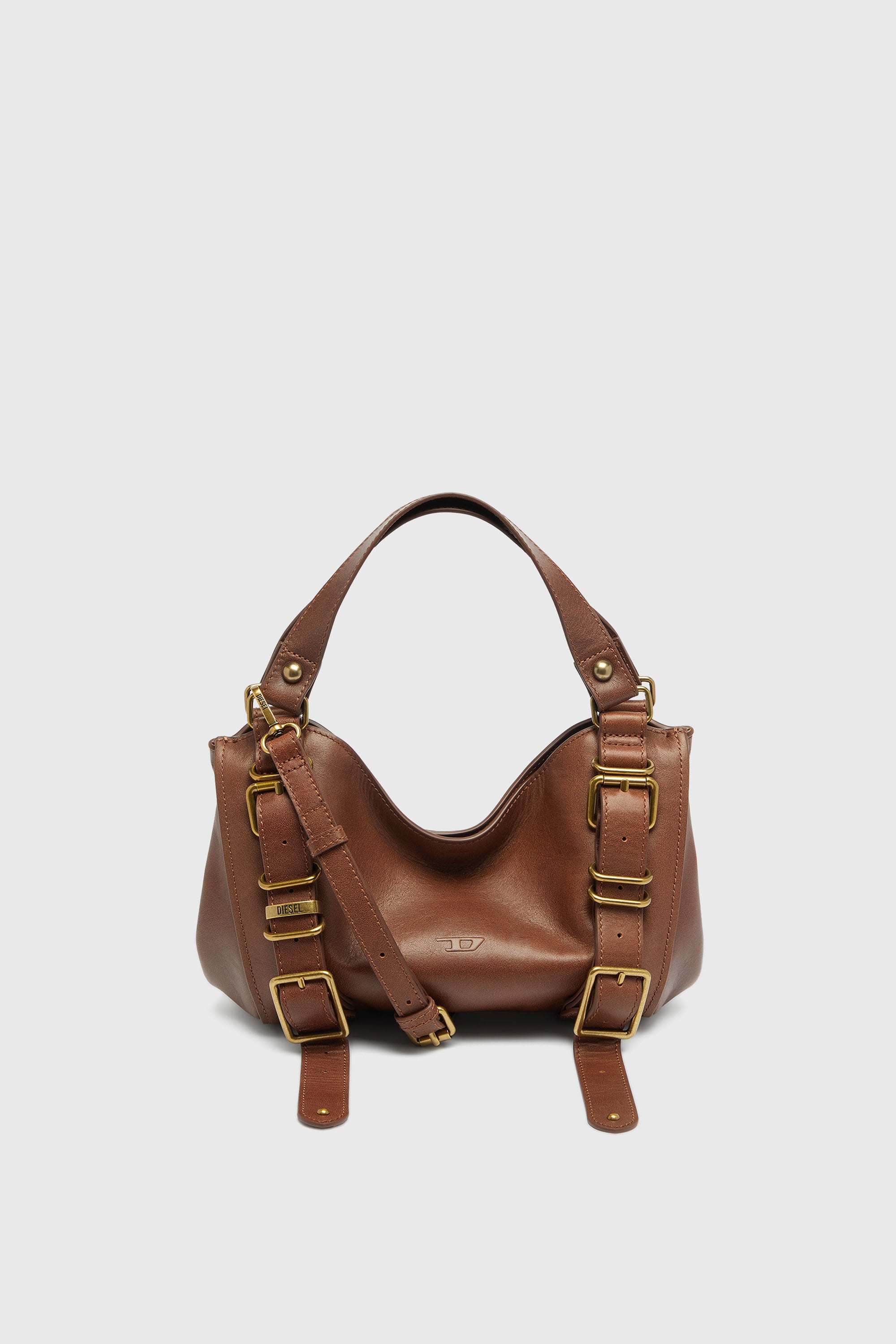 Women's D-One-Small top-handle bag in treated leather | Brown