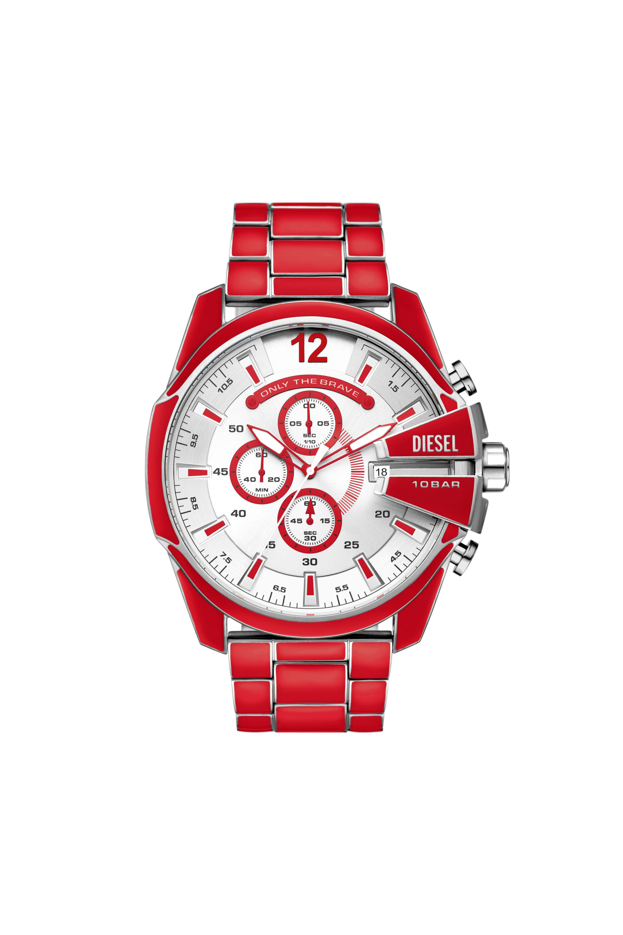 Diesel - DZ4638, Montre Mega Chief en acier inoxydable Homme in Rouge - 1