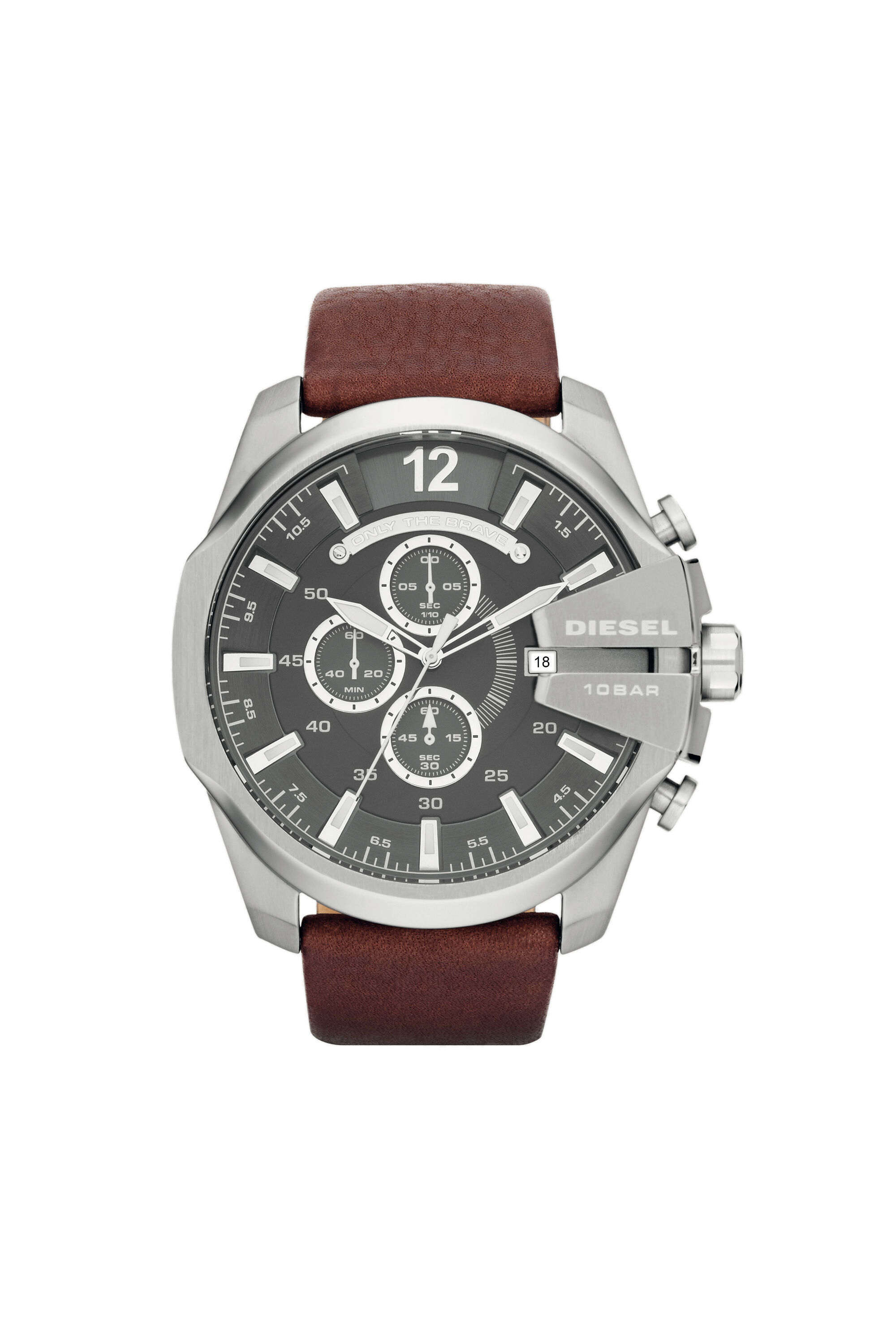 Diesel - DZ4290, Male's Mega Chief brown leather watch in Brown - 1