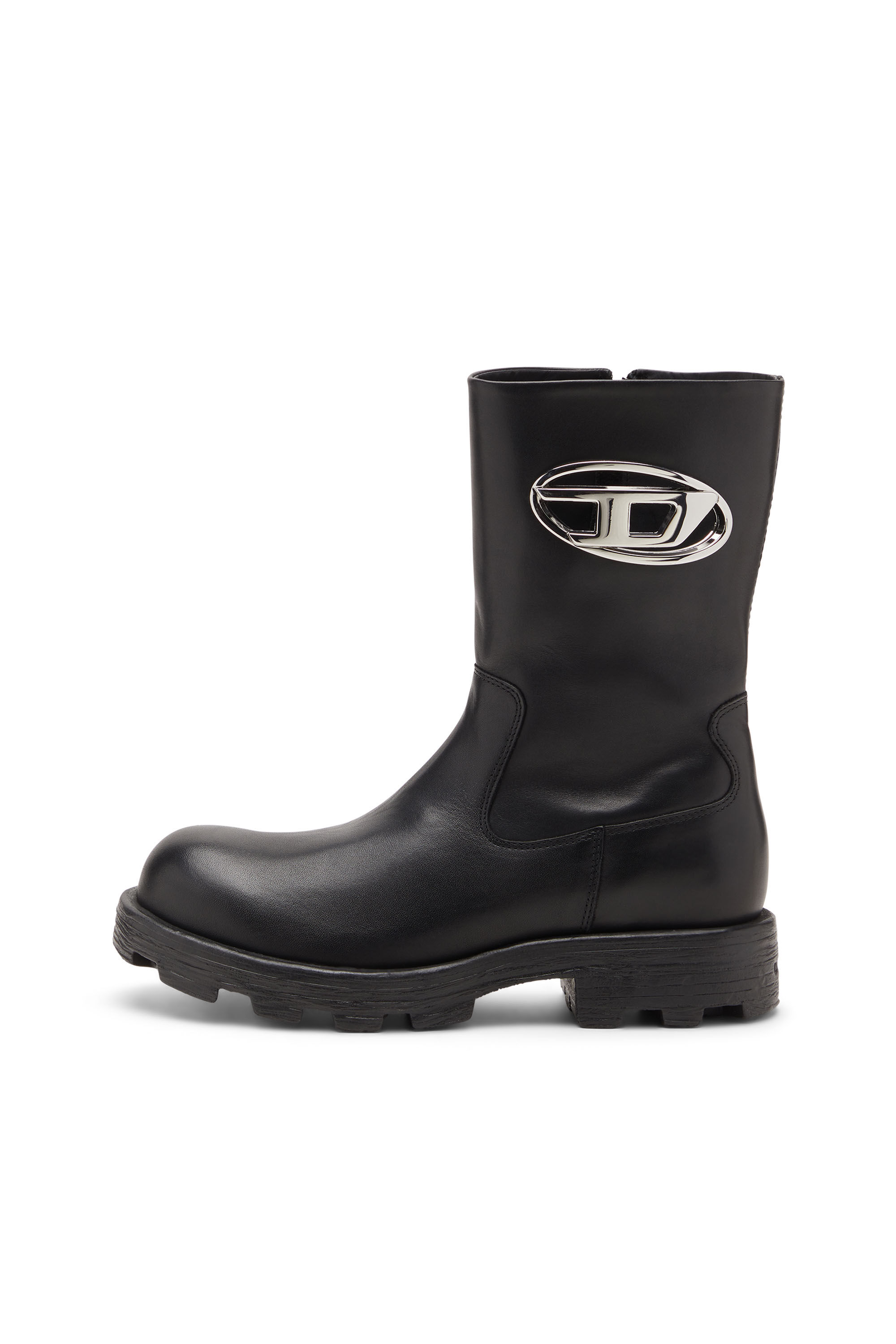 Diesel - D-HAMMER BKR D W, D-Hammer-Bottes de motard en cuir brillant Femme in Noir - 7