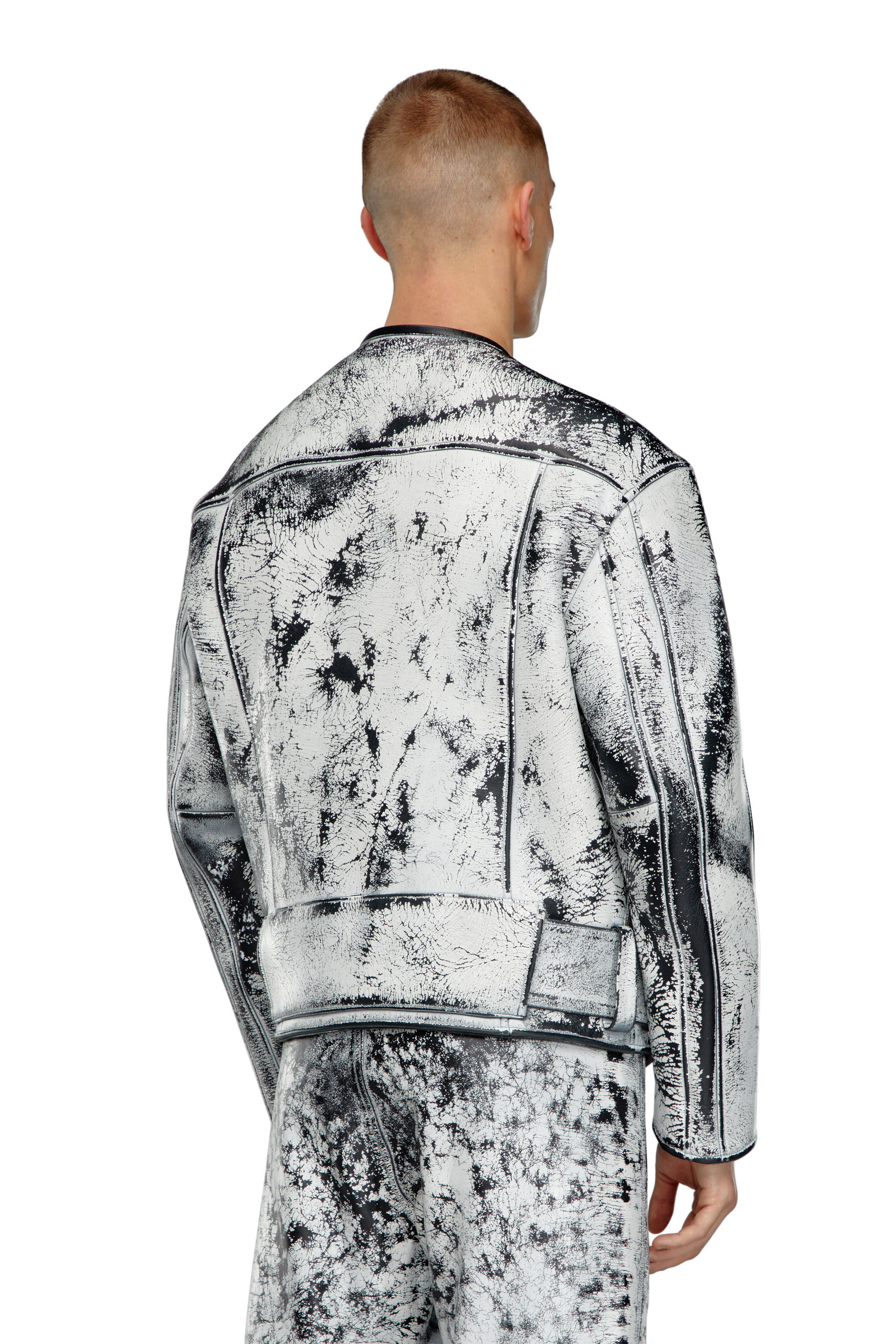 Men's Oversized biker jacket in treated leather | Multicolor | Diesel