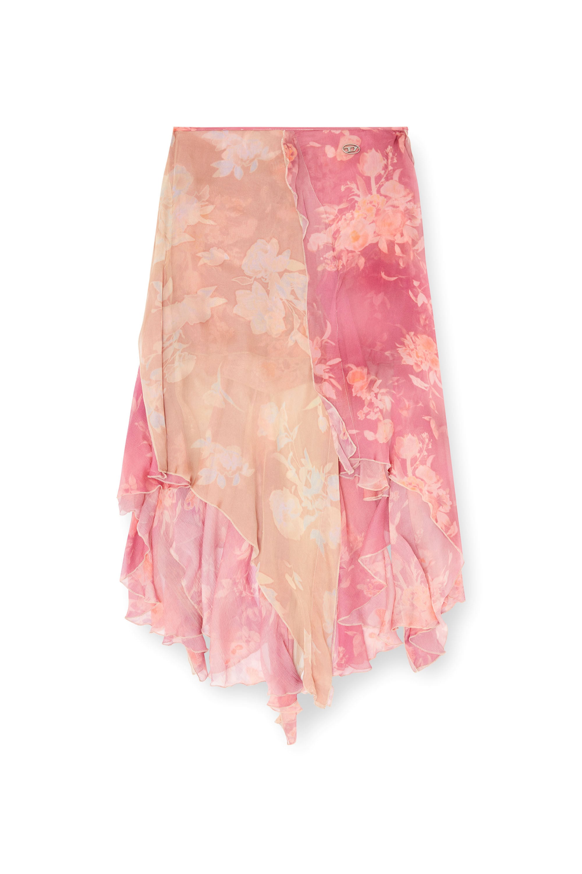 Diesel - O-RIZIA, Woman's Asymmetric floral midi skirt in viscose and silk in null - 2