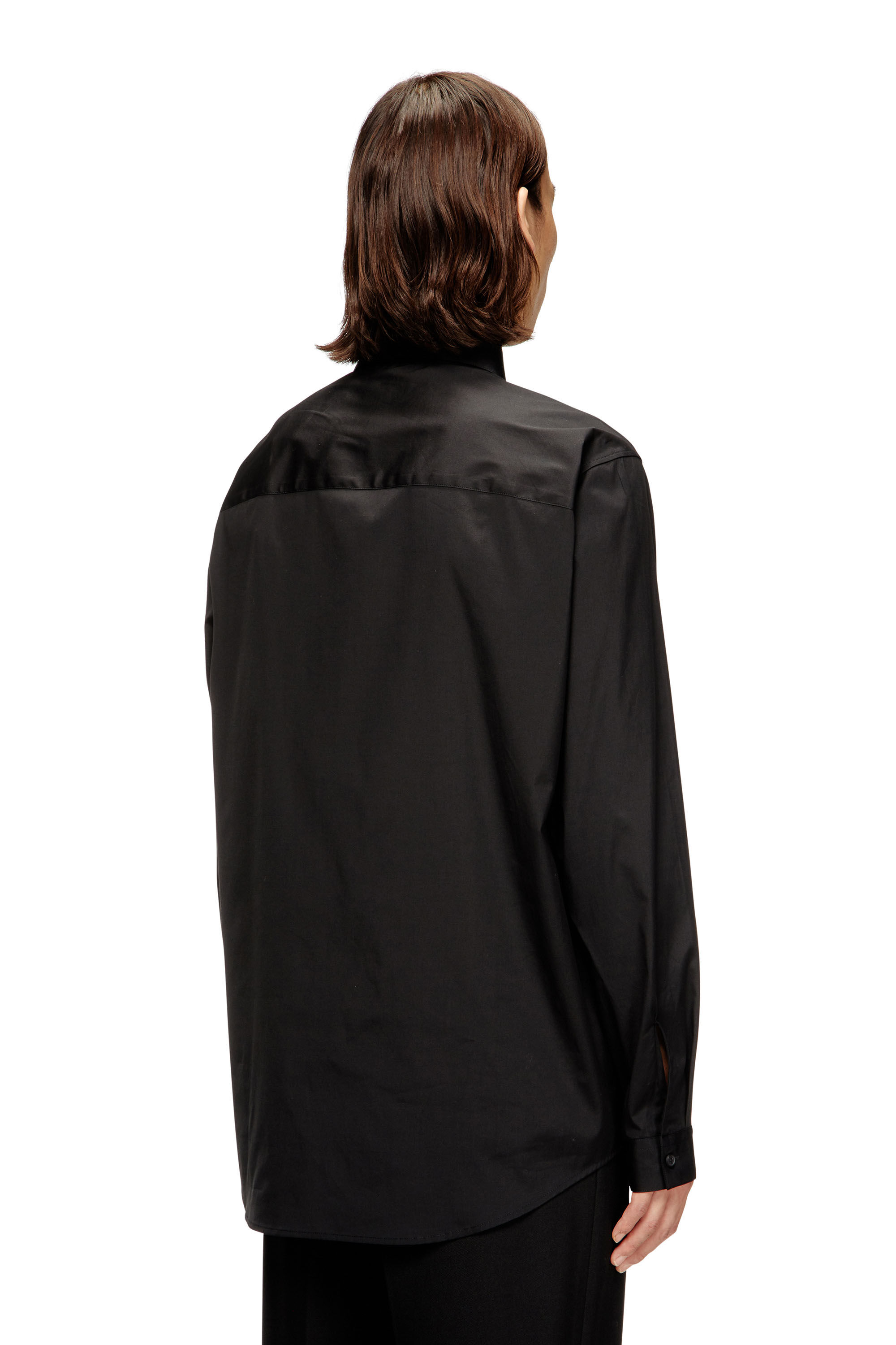 DIESEL ブラック トップス　Mサイズ Men's Stretch poplin shirt with embroidery | Black | Diesel