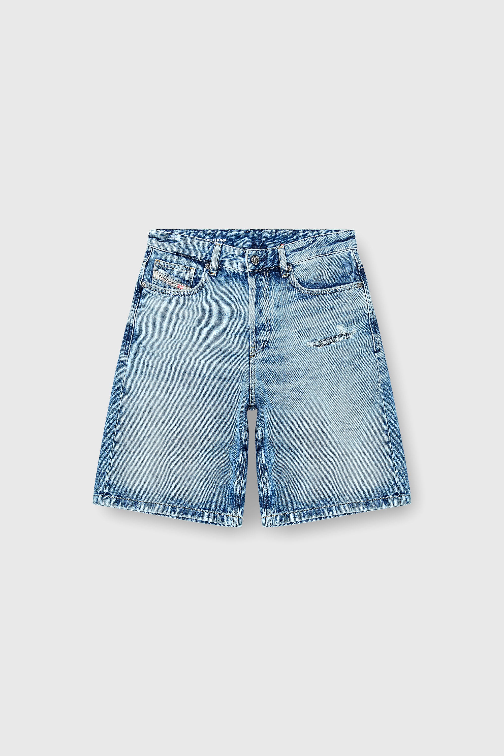 Diesel - DE-SIRE-SHORT, Shorts Relaxed en denim fluido con abrasiones Mujer in Azul marino - 2