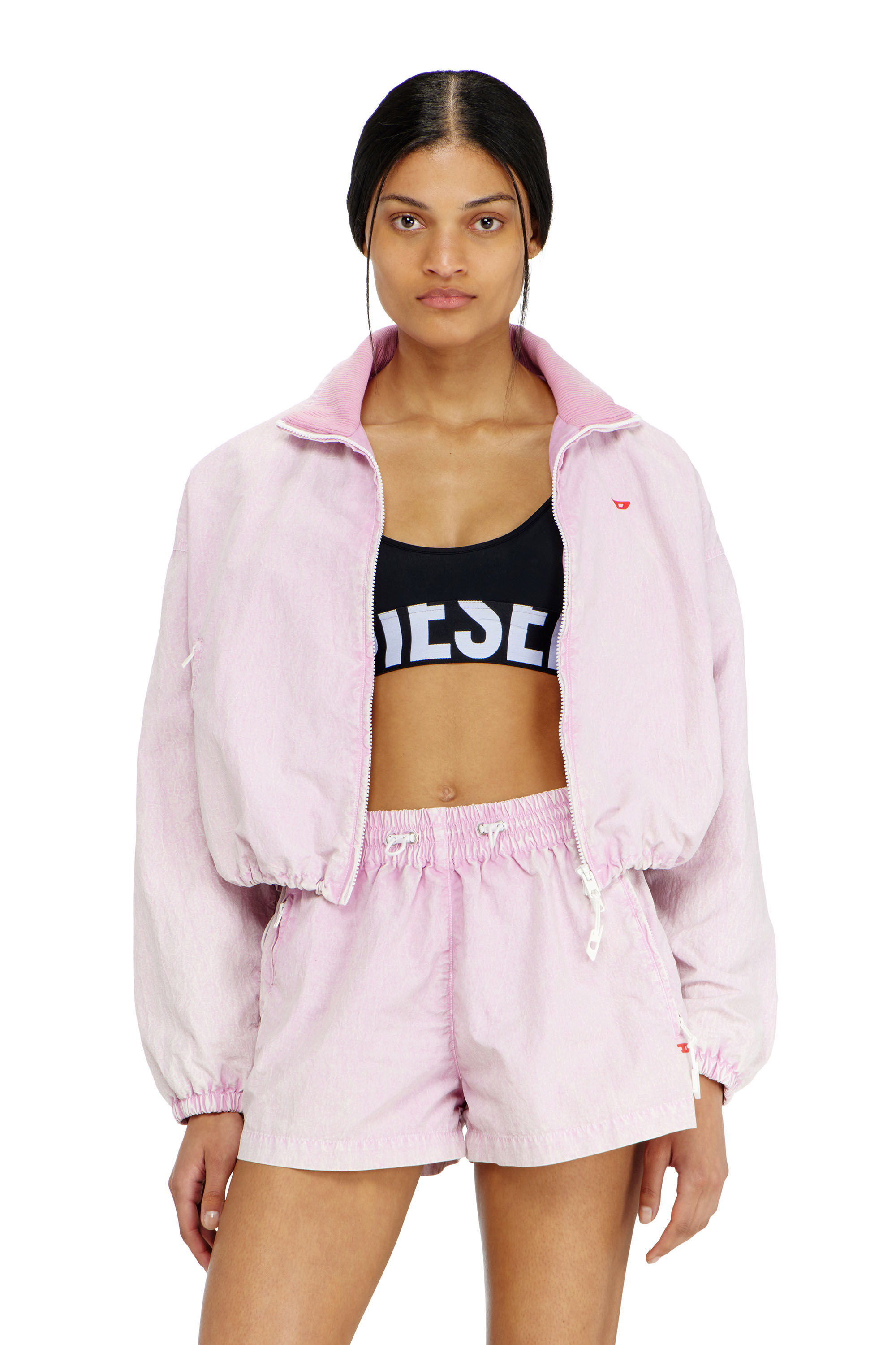 Women's Microfibre sports bra with cut-off logo | Black | Diesel