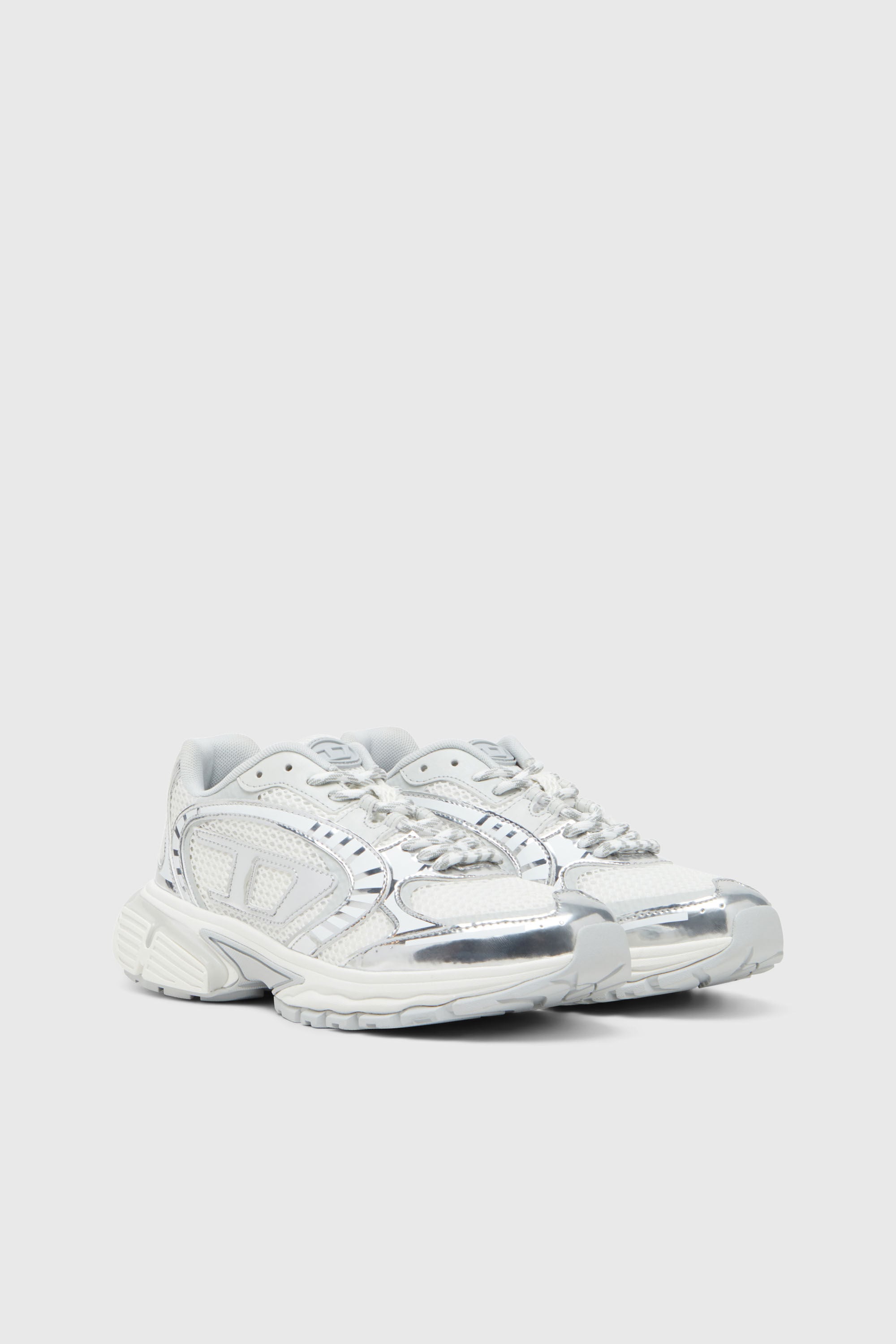Diesel - S-PRO-V-DENSE LOW W, S-Pro-V-Dense-Zapatillas de malla met&aacute;lica con logotipo Oval D Mujer in Blanco - 2