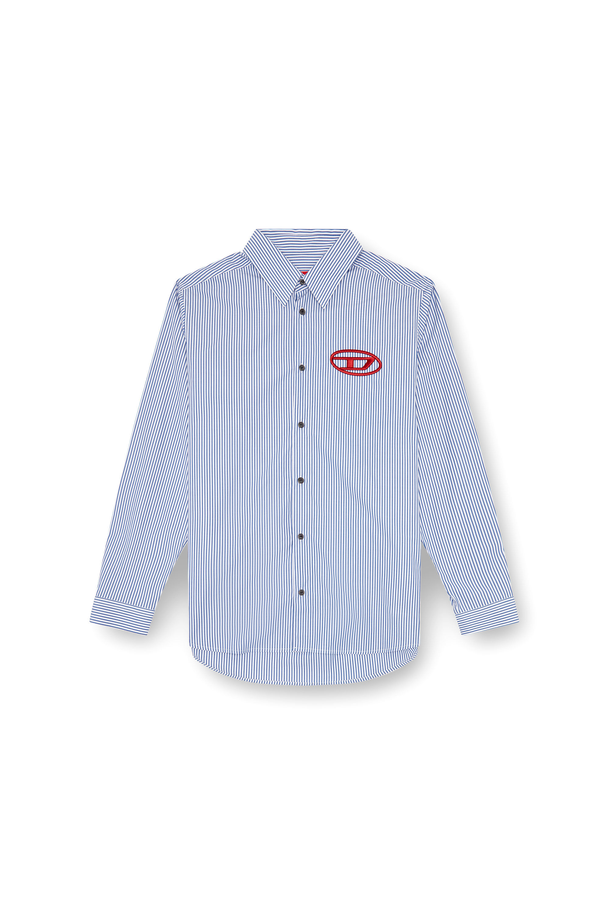 Diesel - S-SIMPLY-E, Man's Striped shirt with Oval D embroidery in Blue - 2