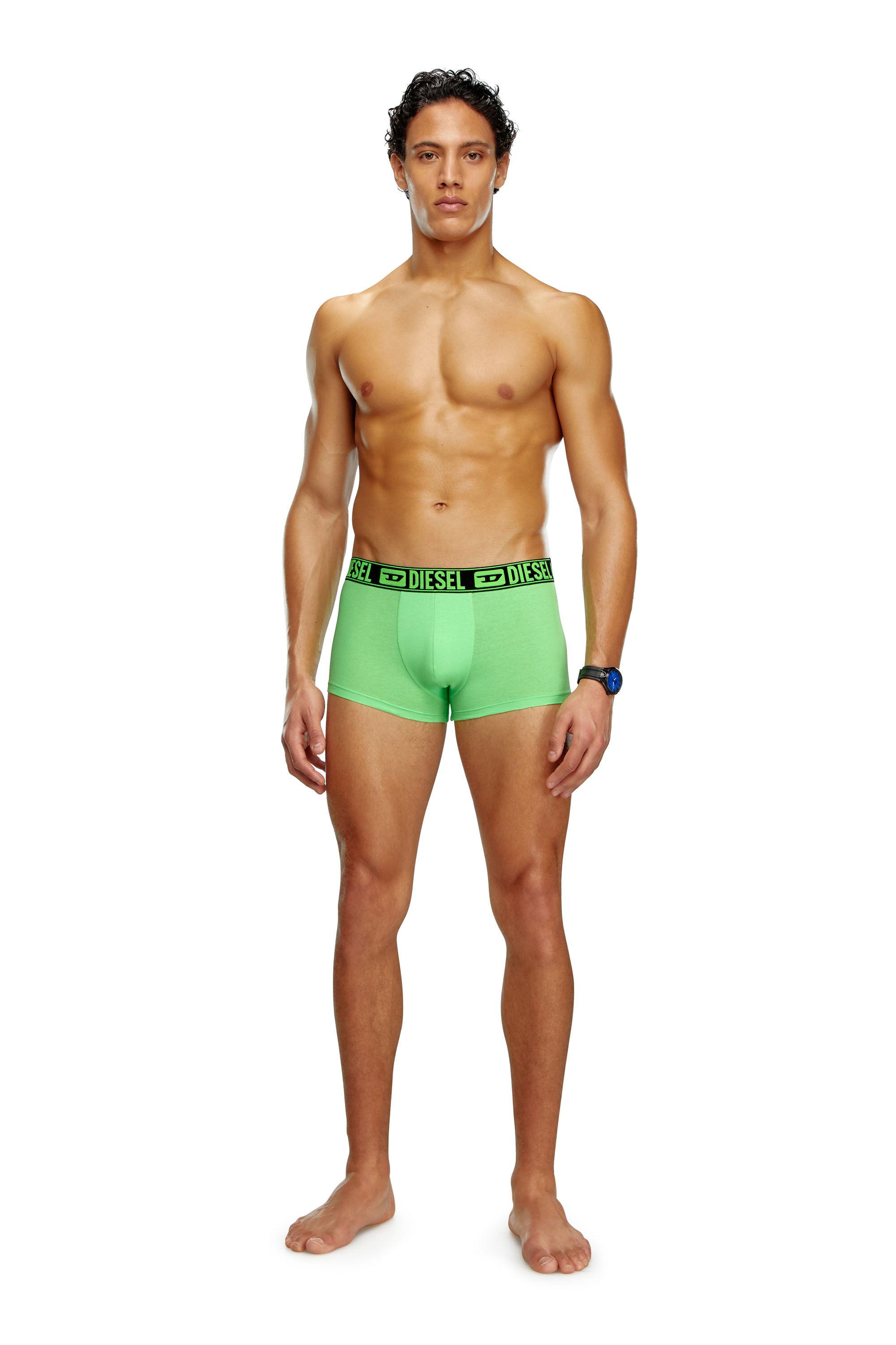 Diesel - UMBX-DAMIENTHREEPACK, Man's Three-pack boxer briefs with neon waist in Green/Black - 2