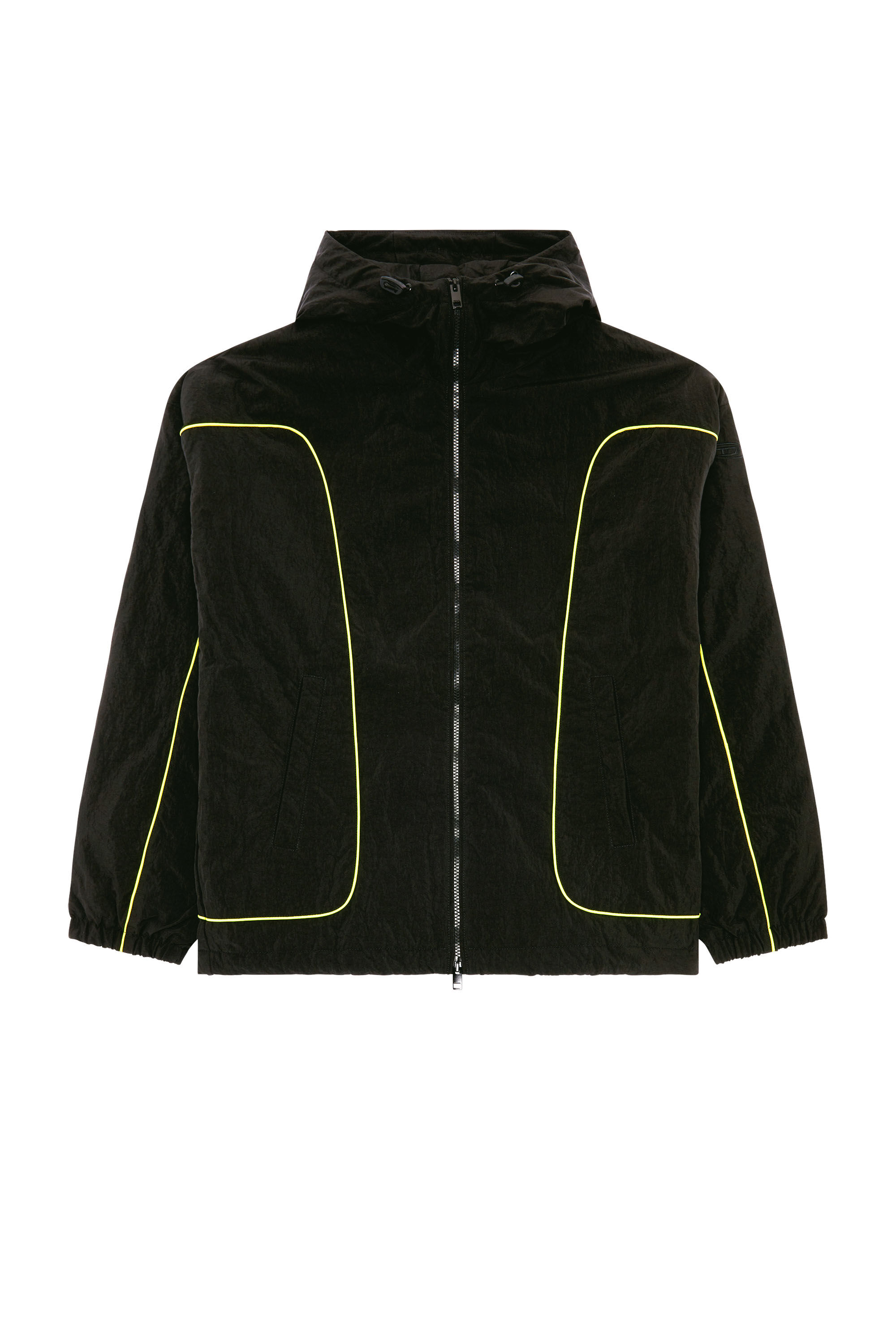 Diesel - J-GREEN, Male's Padded hooded jacket in wrinkled nylon in Black - 2