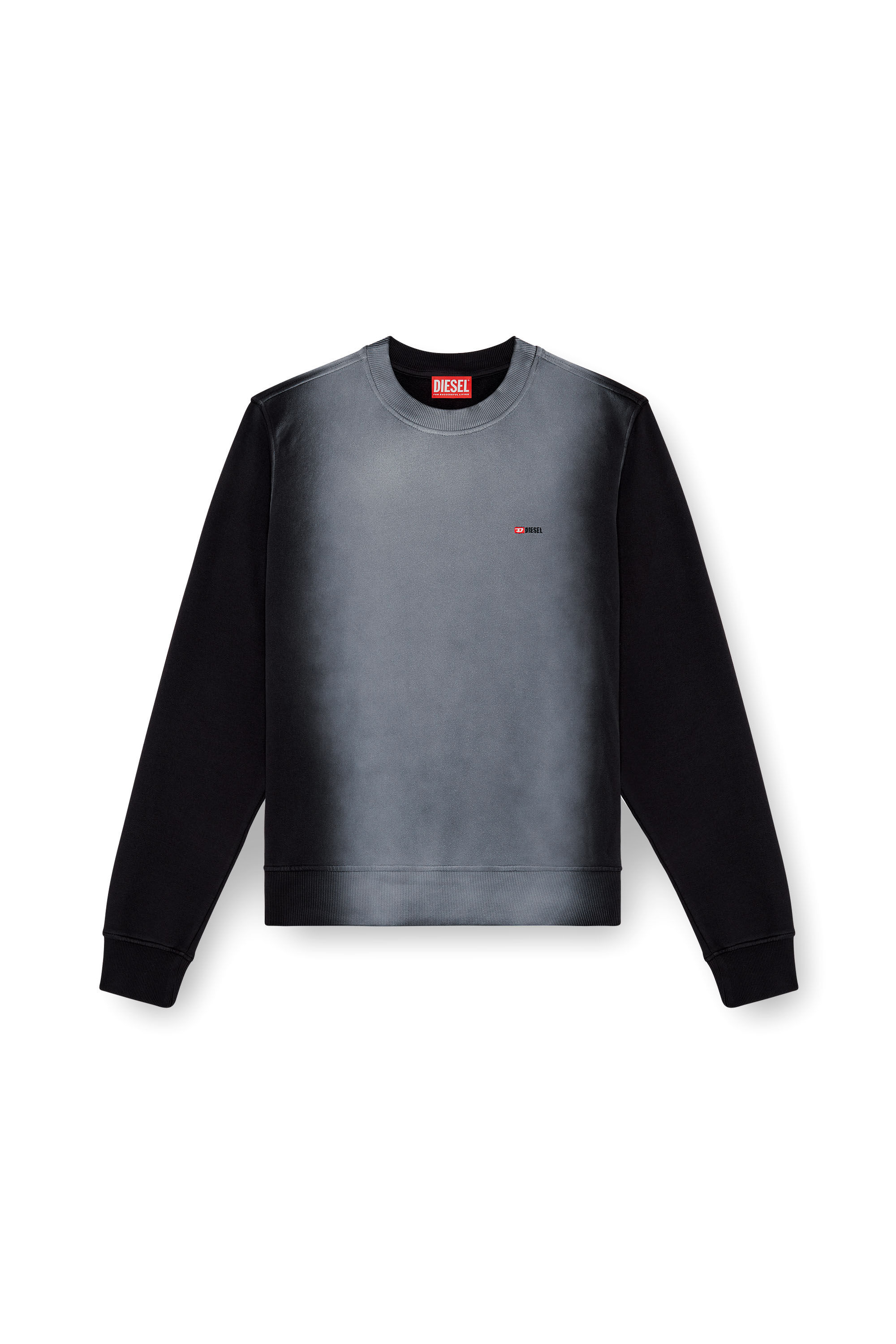 【DIESEL】S-Ginn-K48 Men's Cotton sweatshirt with faded patches | Black | Diesel