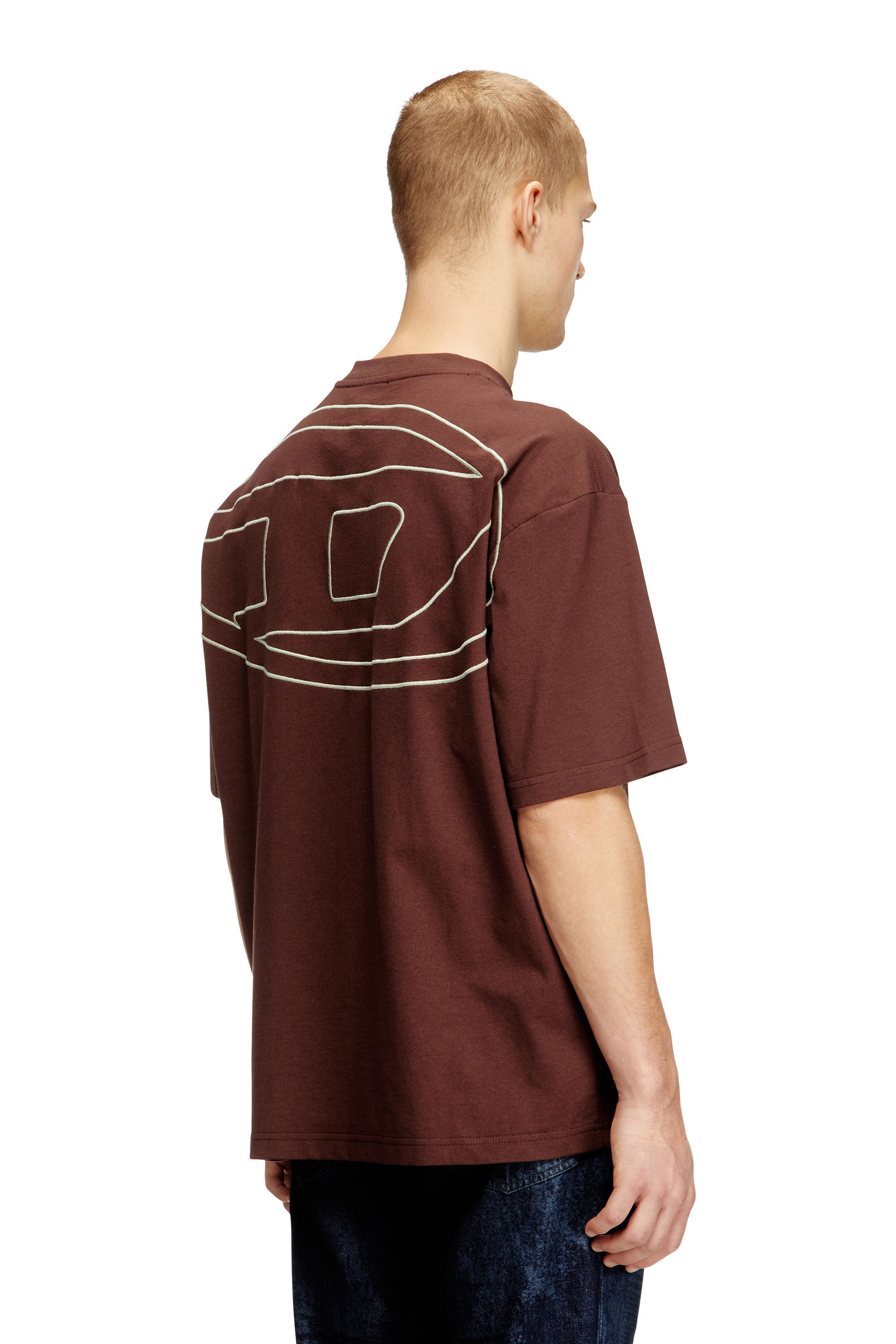 Men's T-shirt with maxi oval D embroidery | Brown | Diesel
