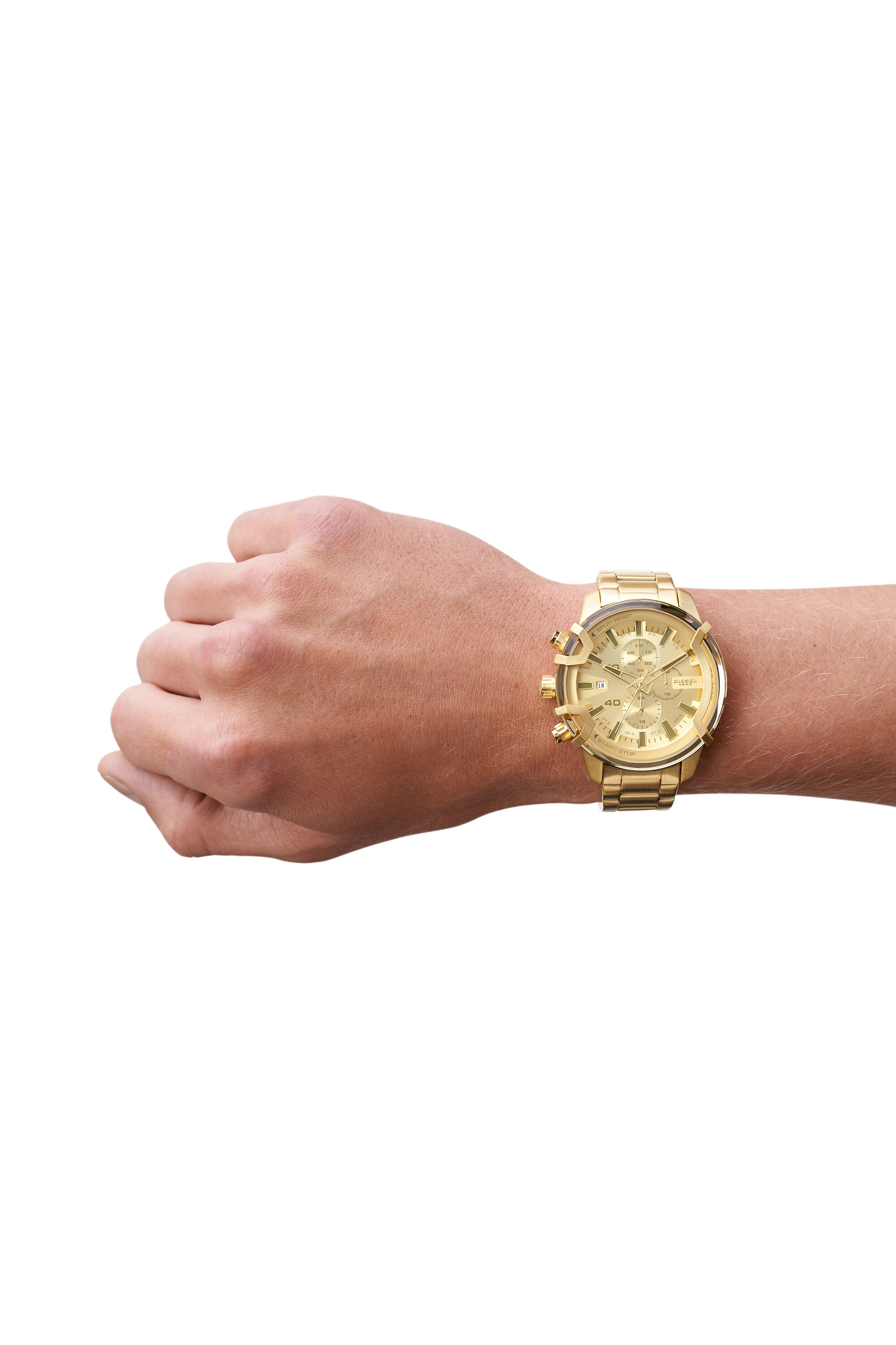 Diesel - DZ4573, Male's Griffed chronograph gold-tone watch in Gold - 4