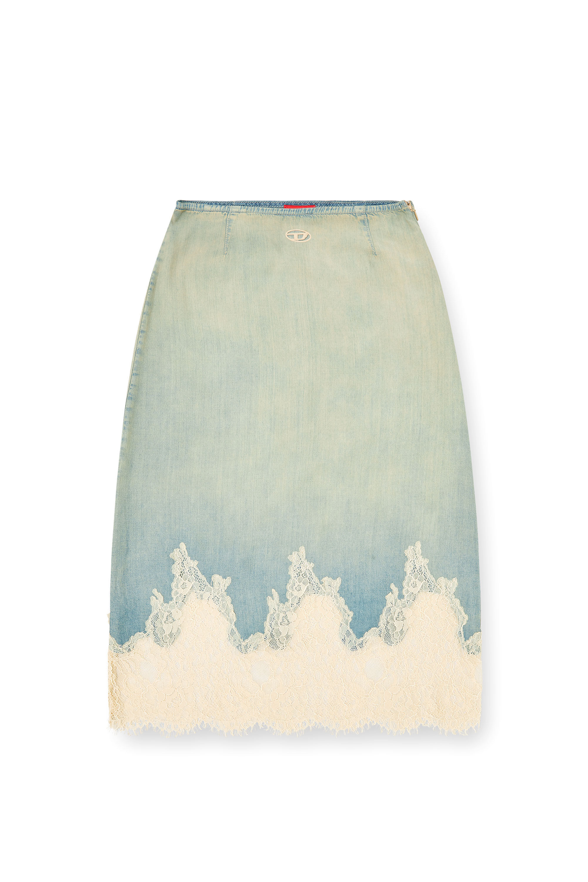 Women's Midi skirt in denim and lace | Blue | Diesel {{Country}}