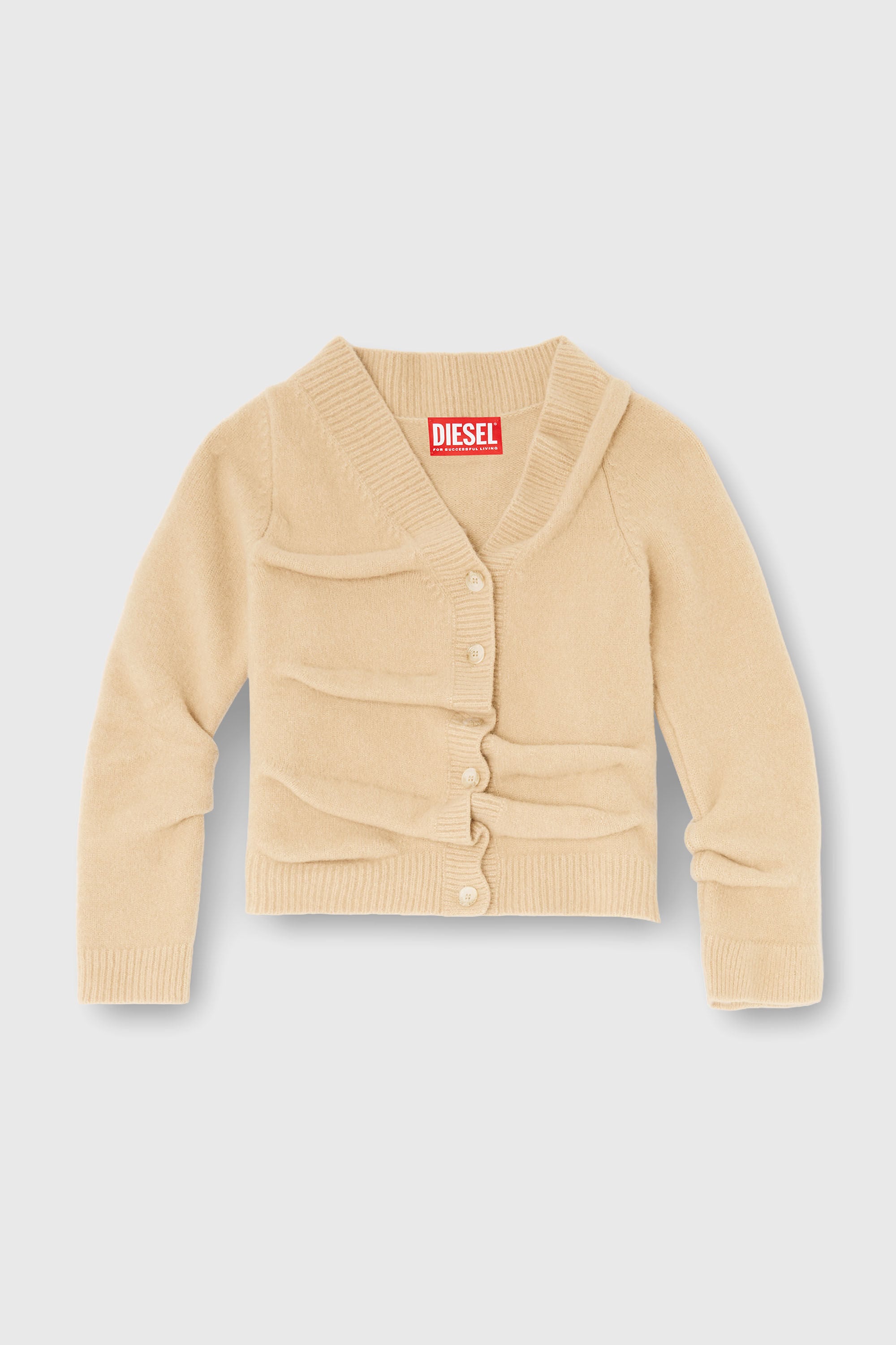 Diesel - M-AVA, Cardigan court en maille bouillie froiss&eacute;e Femme in Beige - 2